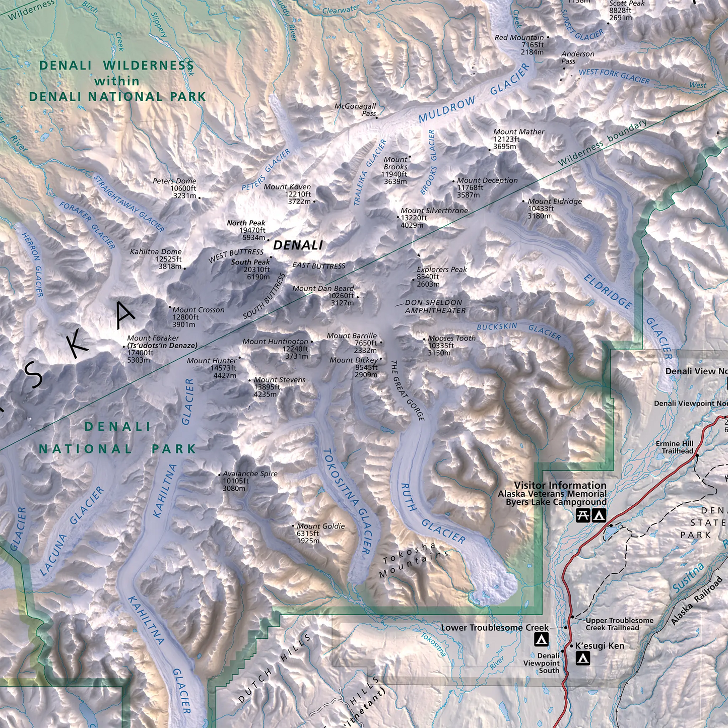 Denali National Park-Modern Topographic-Wall Map-ModernCarto