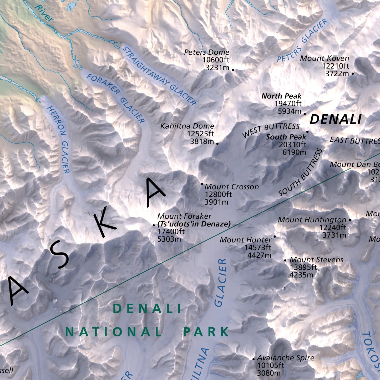 Denali National Park-Modern Topographic-Wall Map-ModernCarto