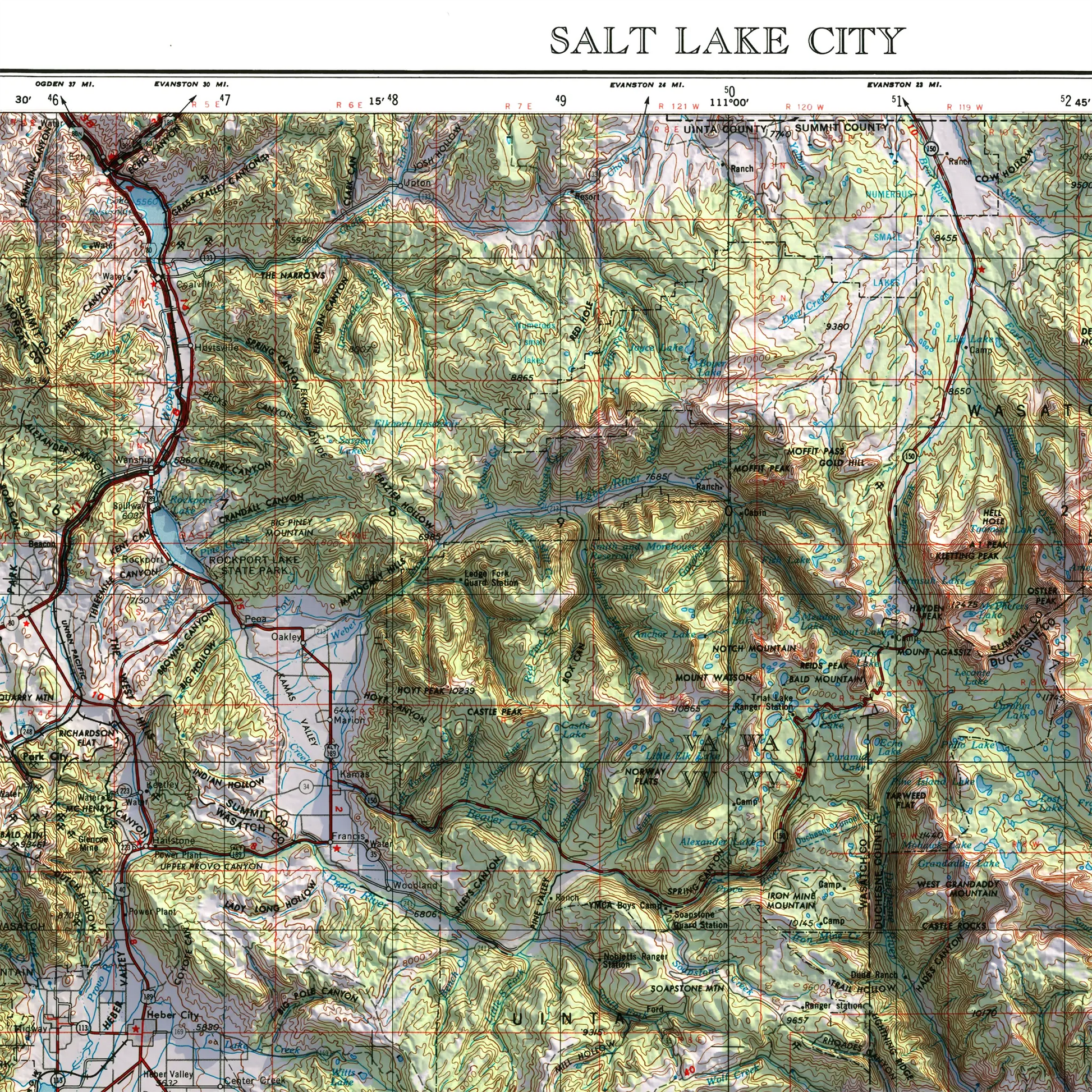 Salt Lake City, Utah - 1954-Historical Topographic-Wall Map-ModernCarto
