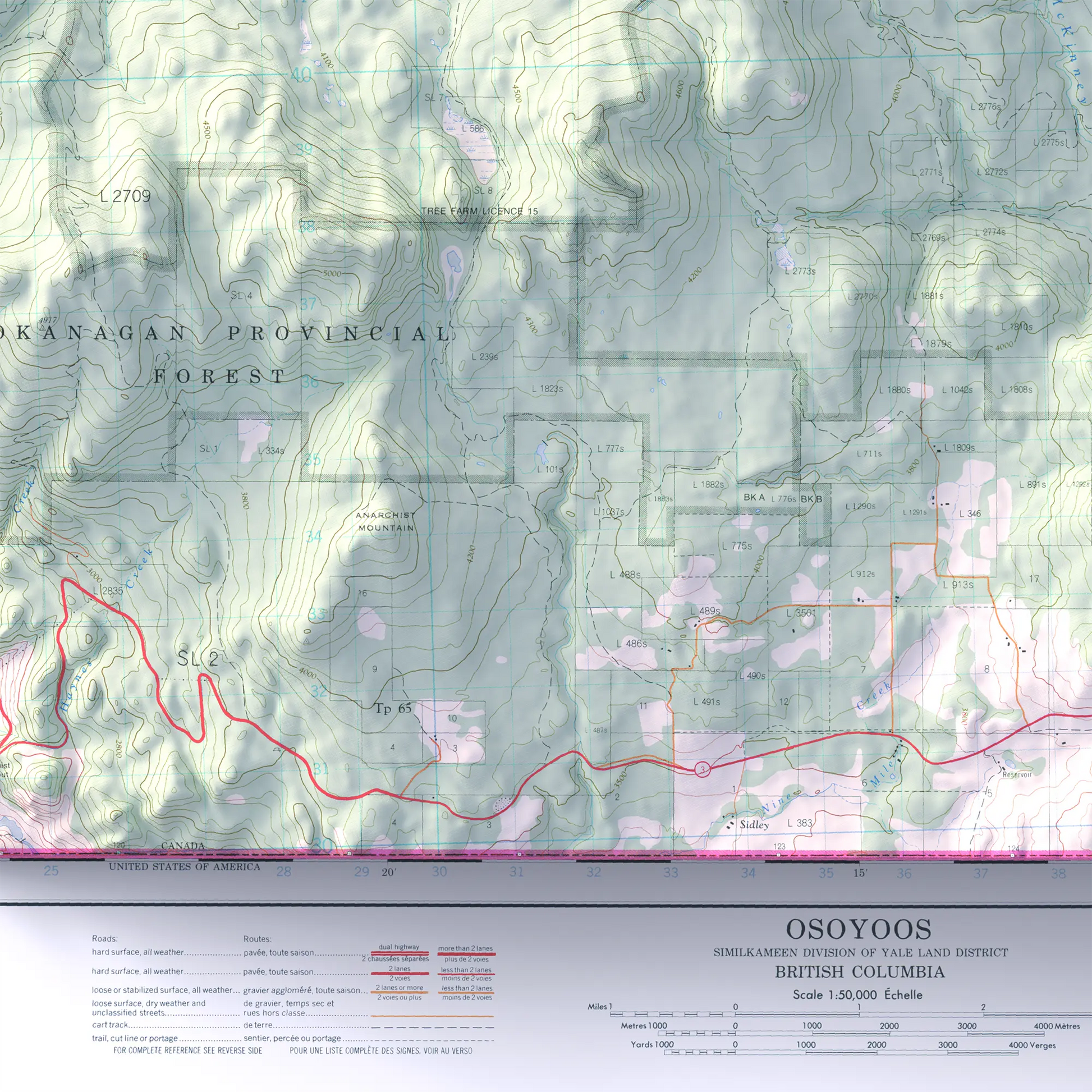 Osoyoos, British Columbia - 1977-Historical Topographic-Wall Map-ModernCarto