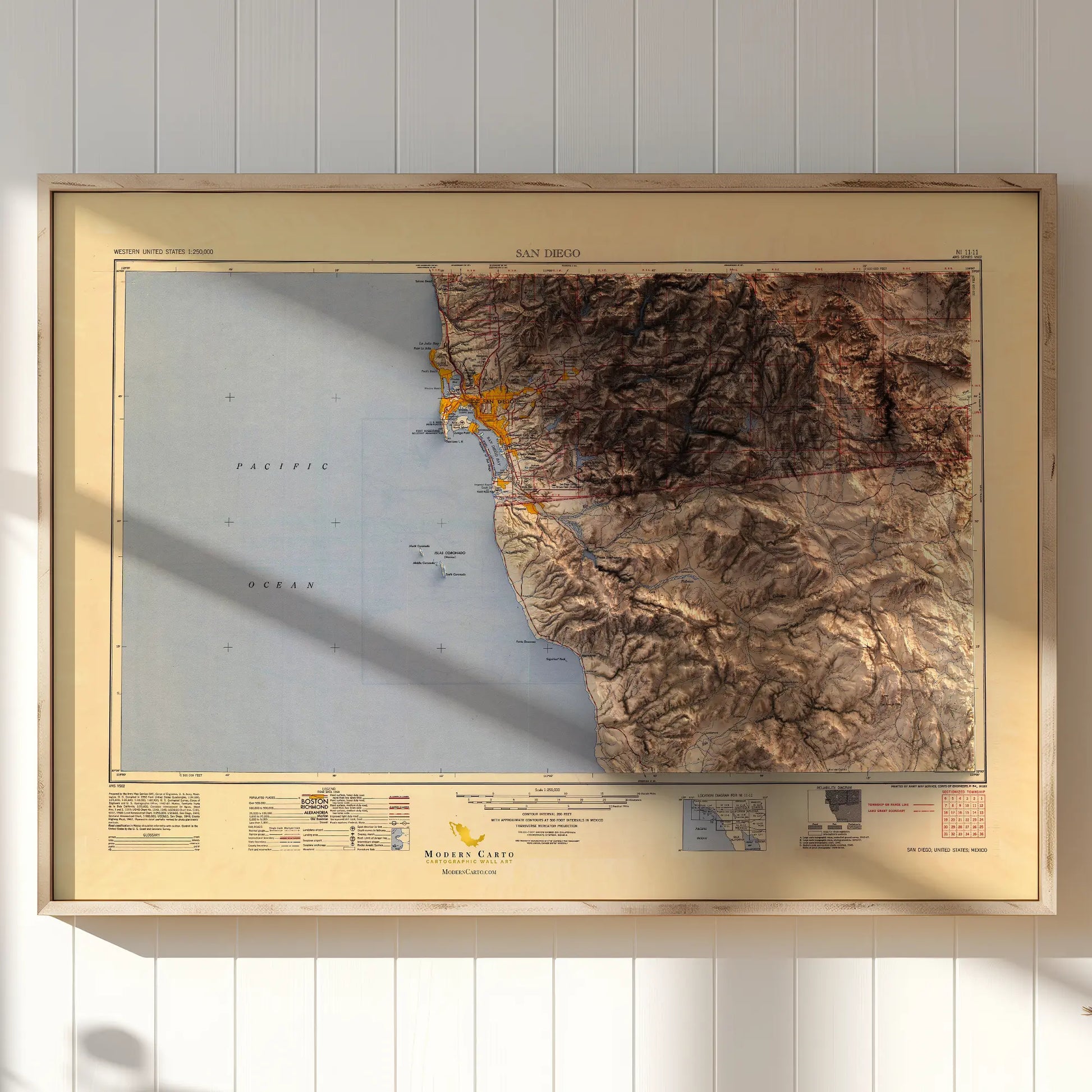 San Diego, California - 1954-Historical Topographic-Wall Map-ModernCarto