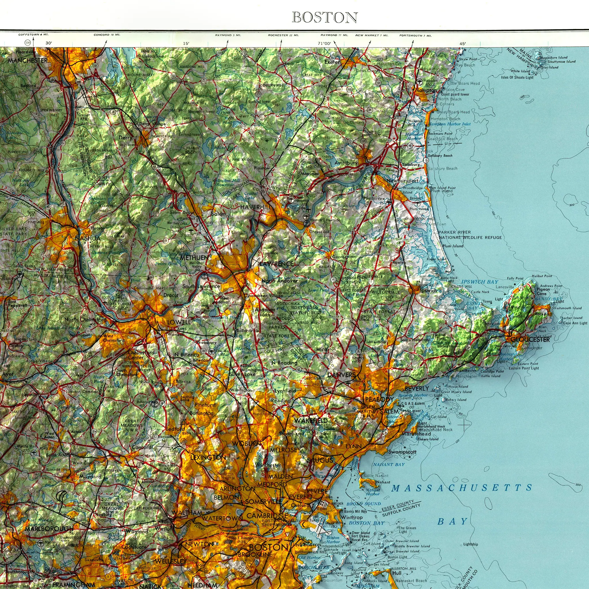 Boston, Massachusetts - 1956-Historical Topographic-Wall Map-ModernCarto