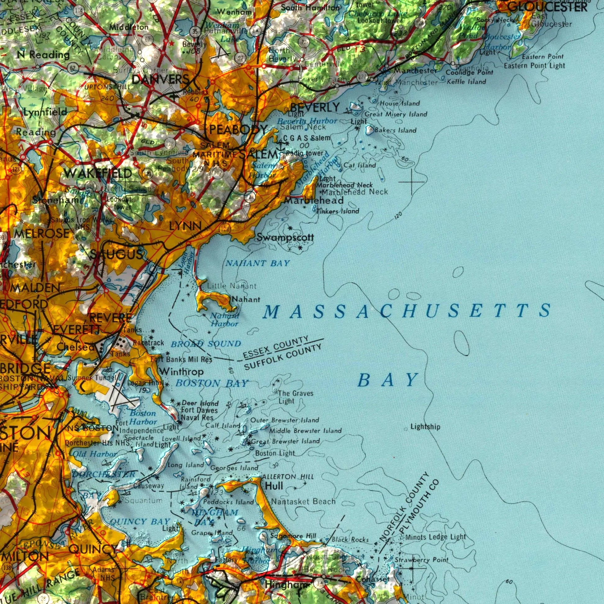 Boston, Massachusetts - 1956-Historical Topographic-Wall Map-ModernCarto