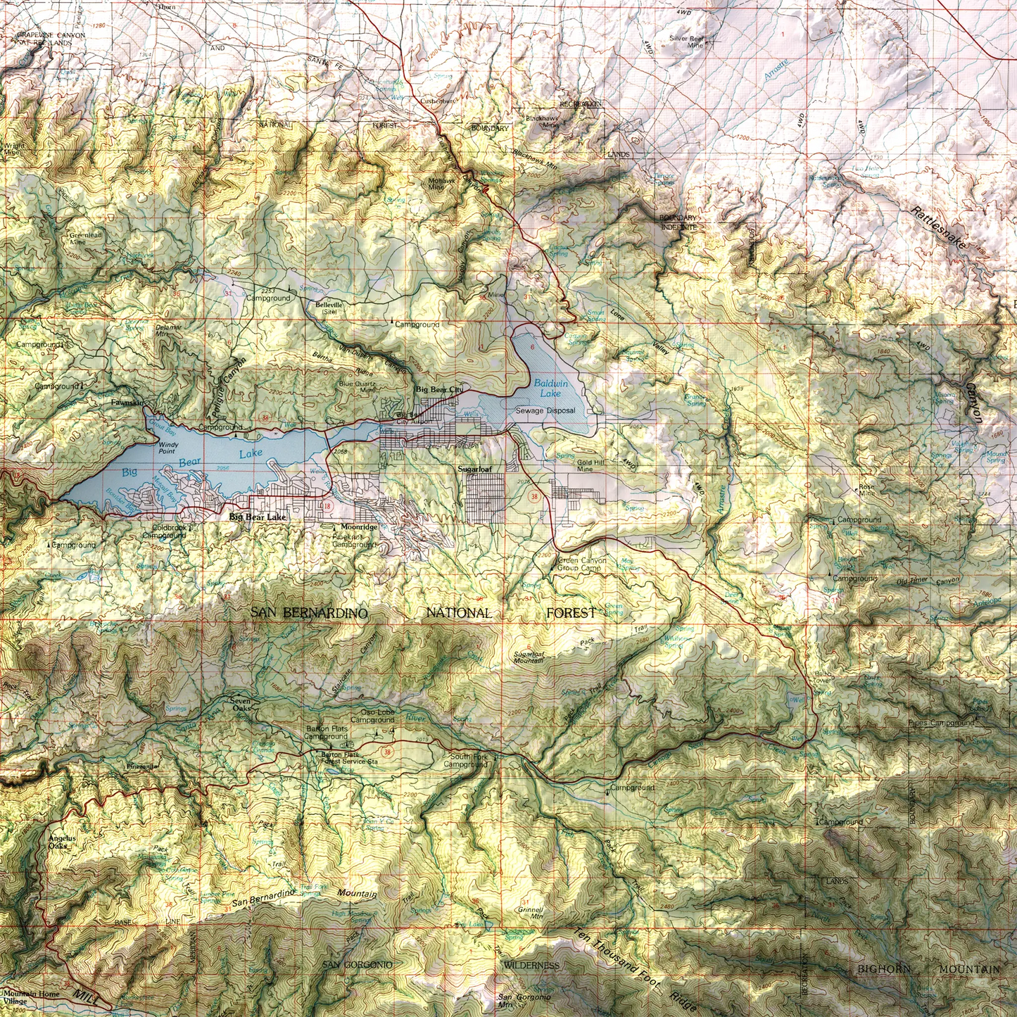 Big Bear Lake, California - 1984-Historical Topographic-Wall Map-ModernCarto