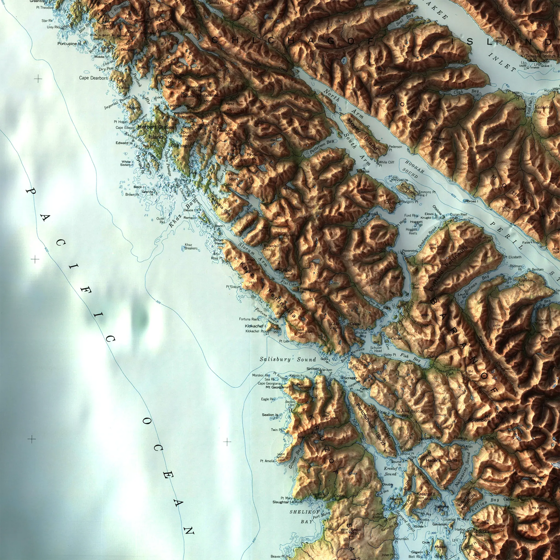 Sitka, Alaska - 1951-Historical Topographic-Wall Map-ModernCarto