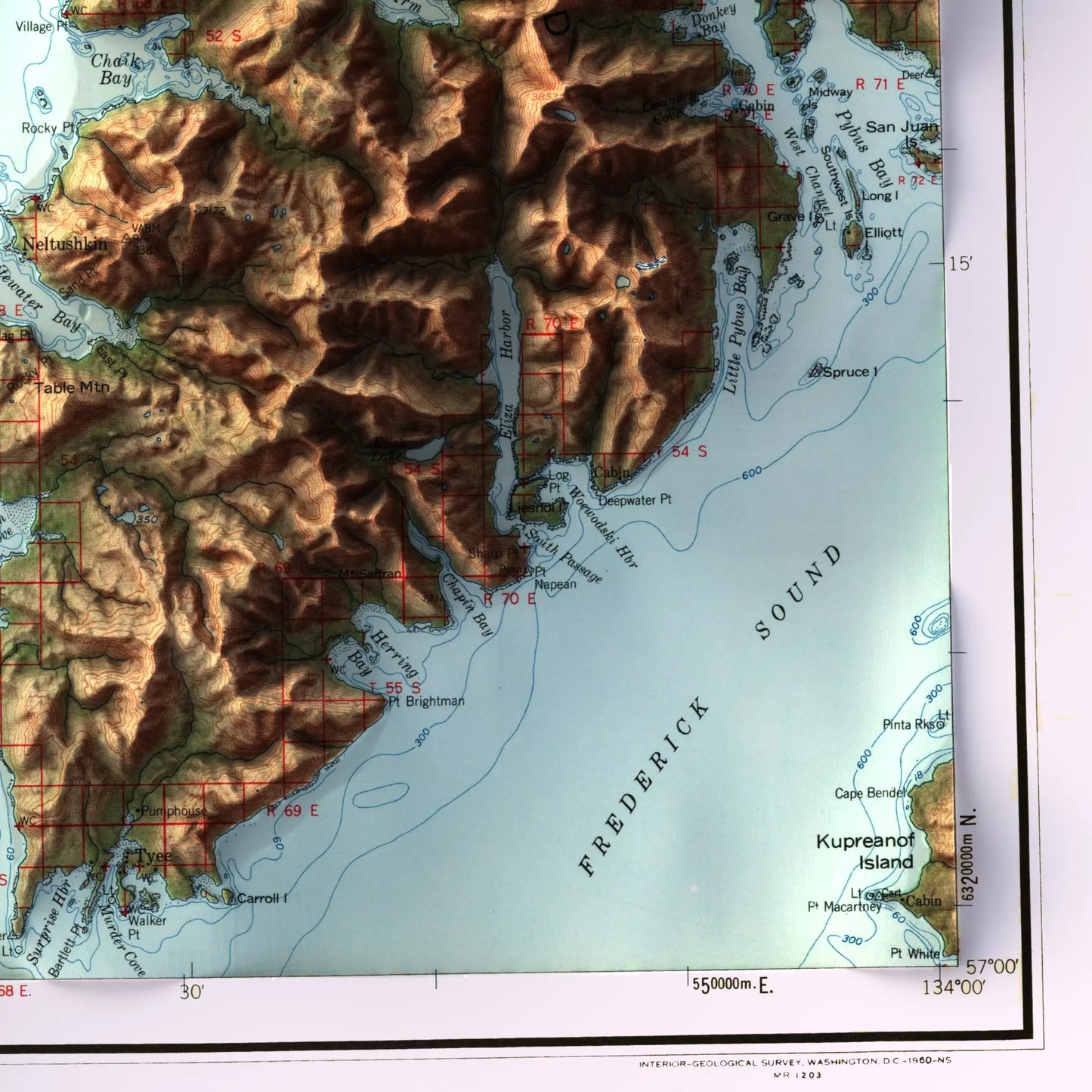 Sitka, Alaska - 1951-Historical Topographic-Wall Map-ModernCarto