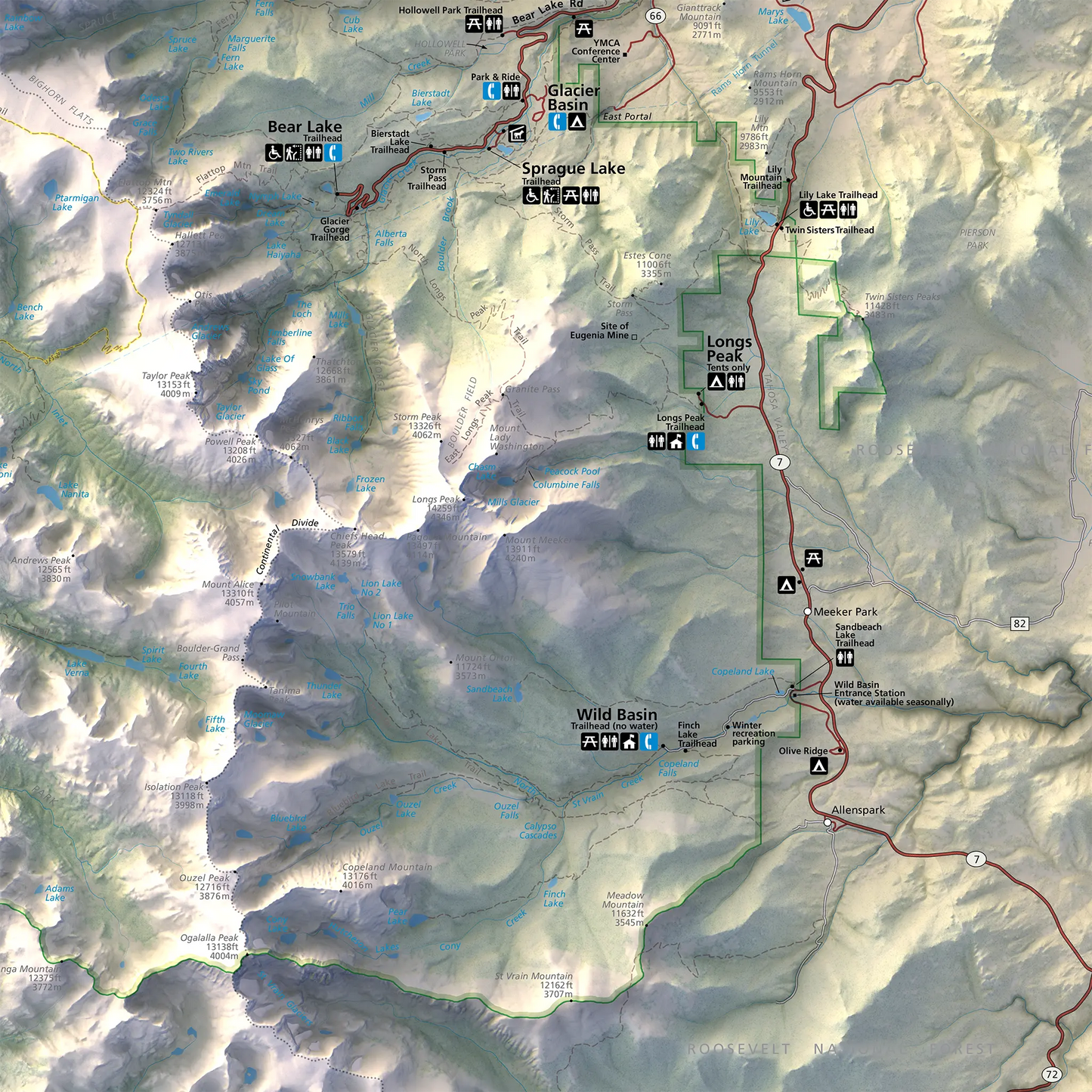 Rocky Mountain National Park-Modern Topographic-Wall Map-ModernCarto