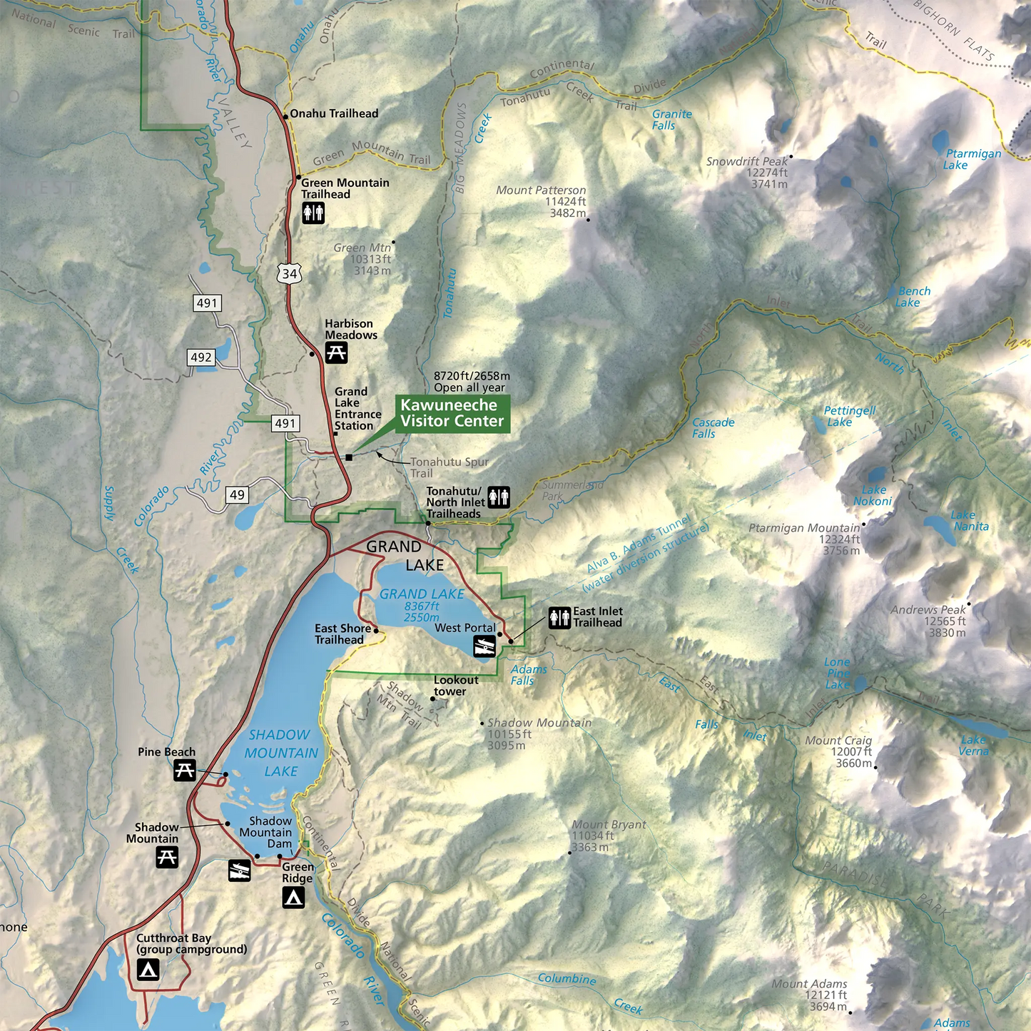 Rocky Mountain National Park-Modern Topographic-Wall Map-ModernCarto