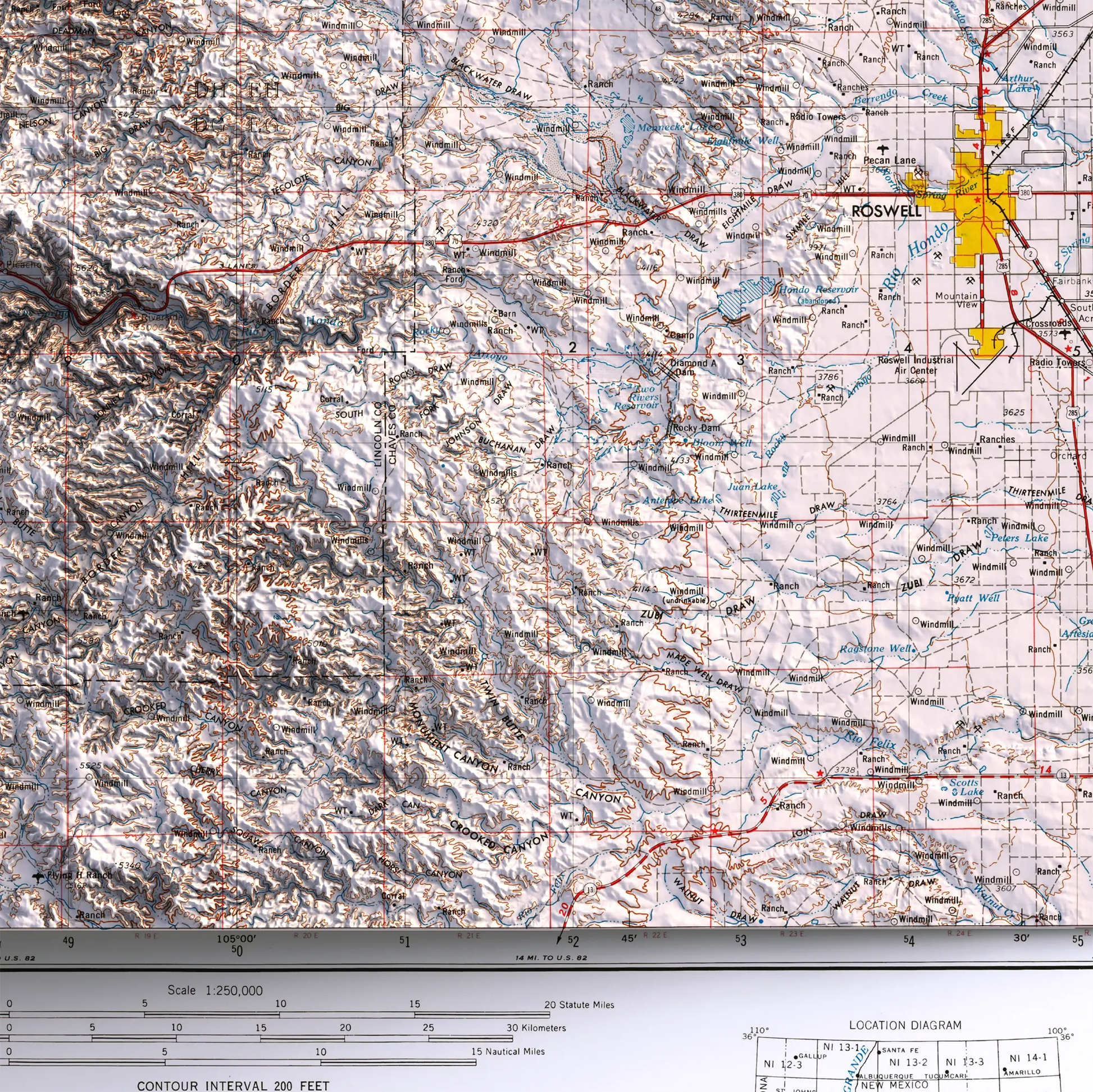 Roswell, New Mexico - 1955-Historical Topographic-Wall Map-ModernCarto