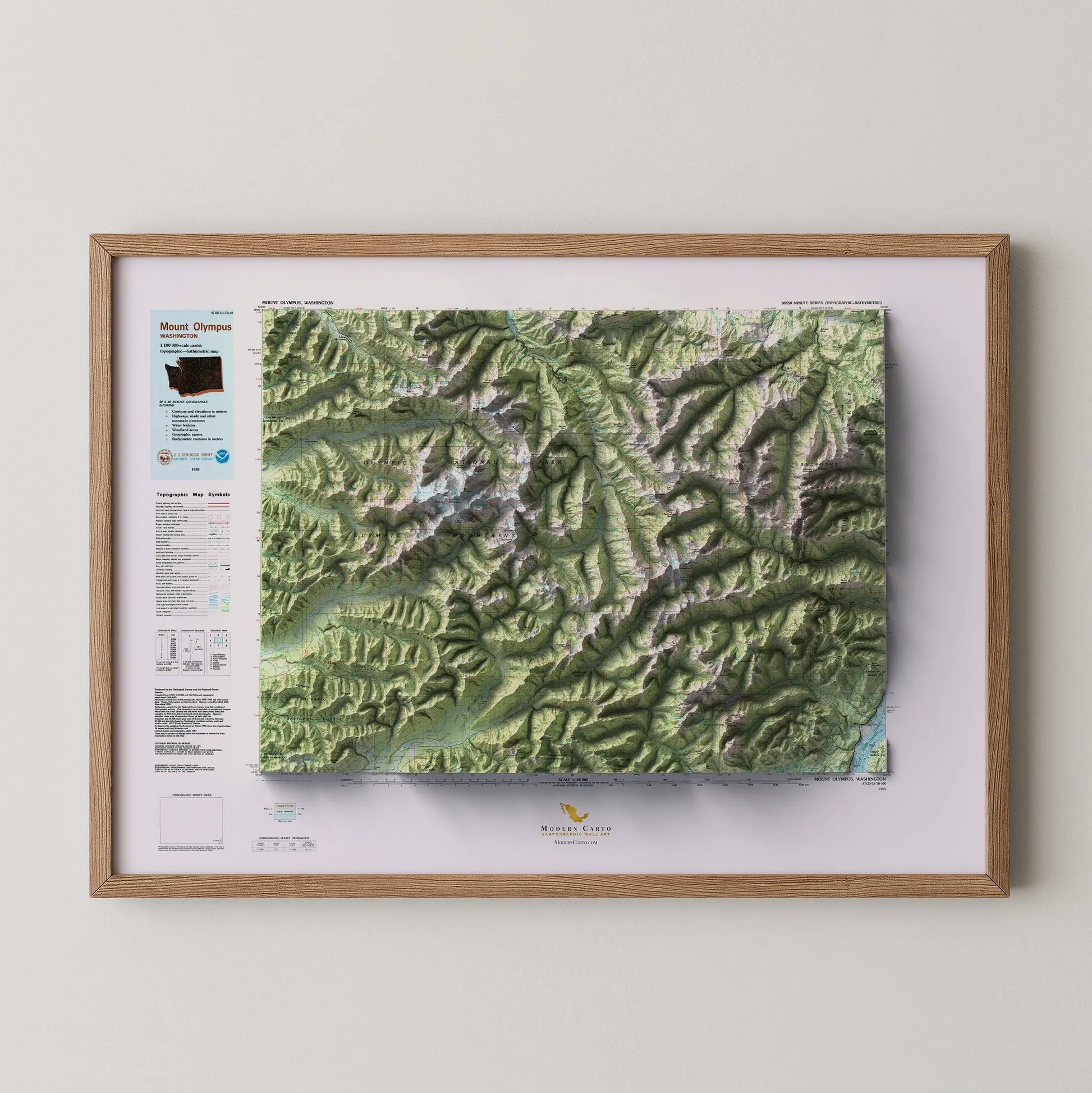 Mount Olympus, Washington - 1988-Historical Topographic-Wall Map-ModernCarto