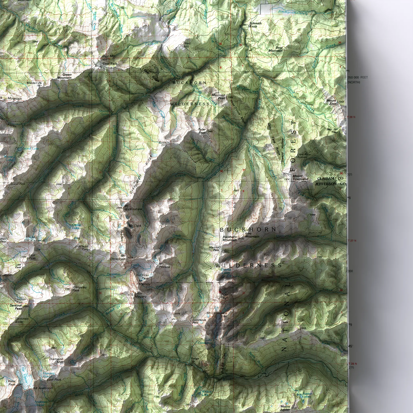 Mount Olympus, Washington - 1988-Historical Topographic-Wall Map-ModernCarto