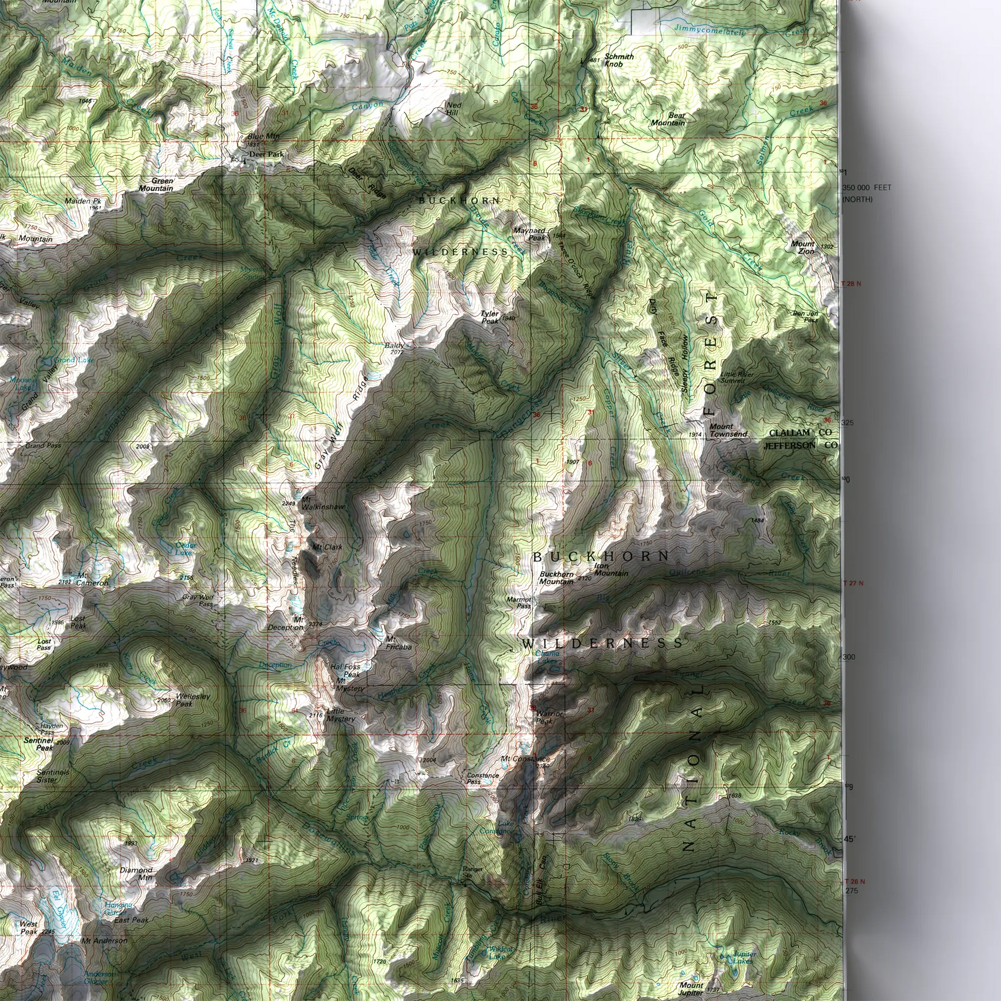 Mount Olympus, Washington - 1988-Historical Topographic-Wall Map-ModernCarto
