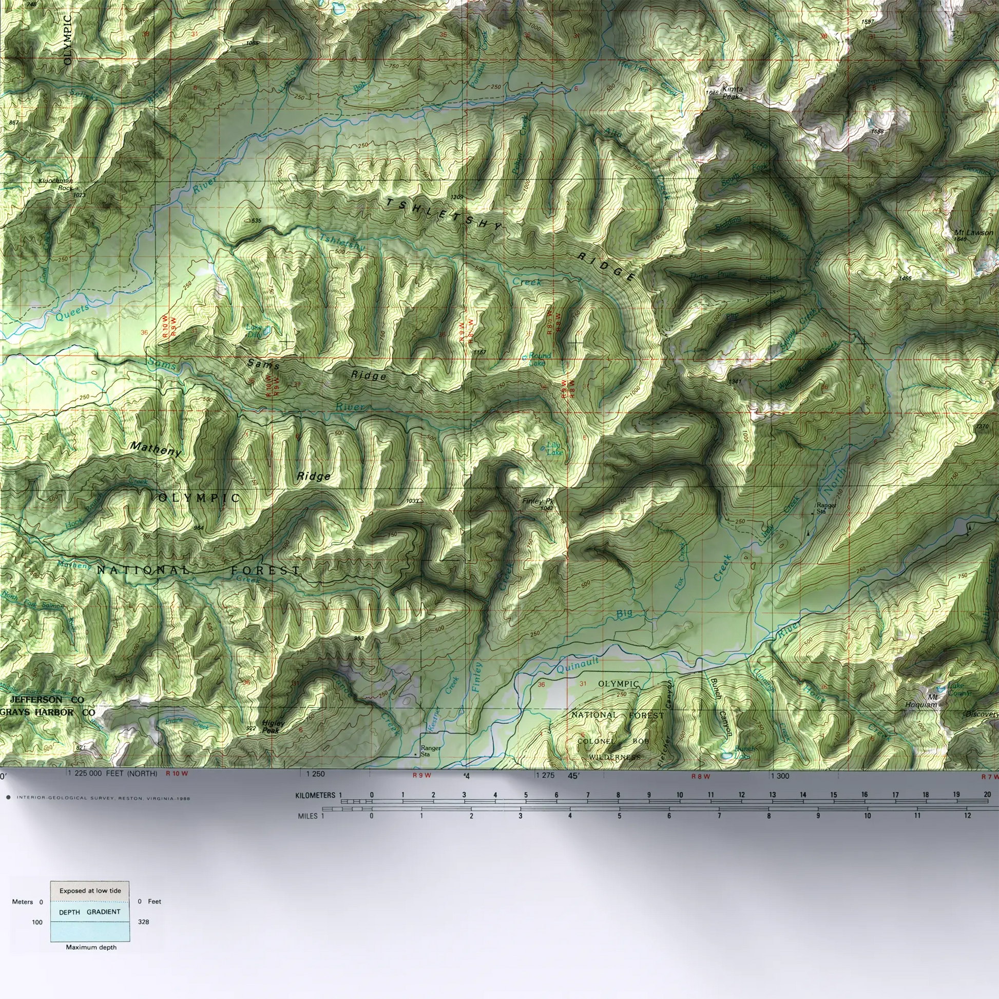 Mount Olympus, Washington - 1988-Historical Topographic-Wall Map-ModernCarto