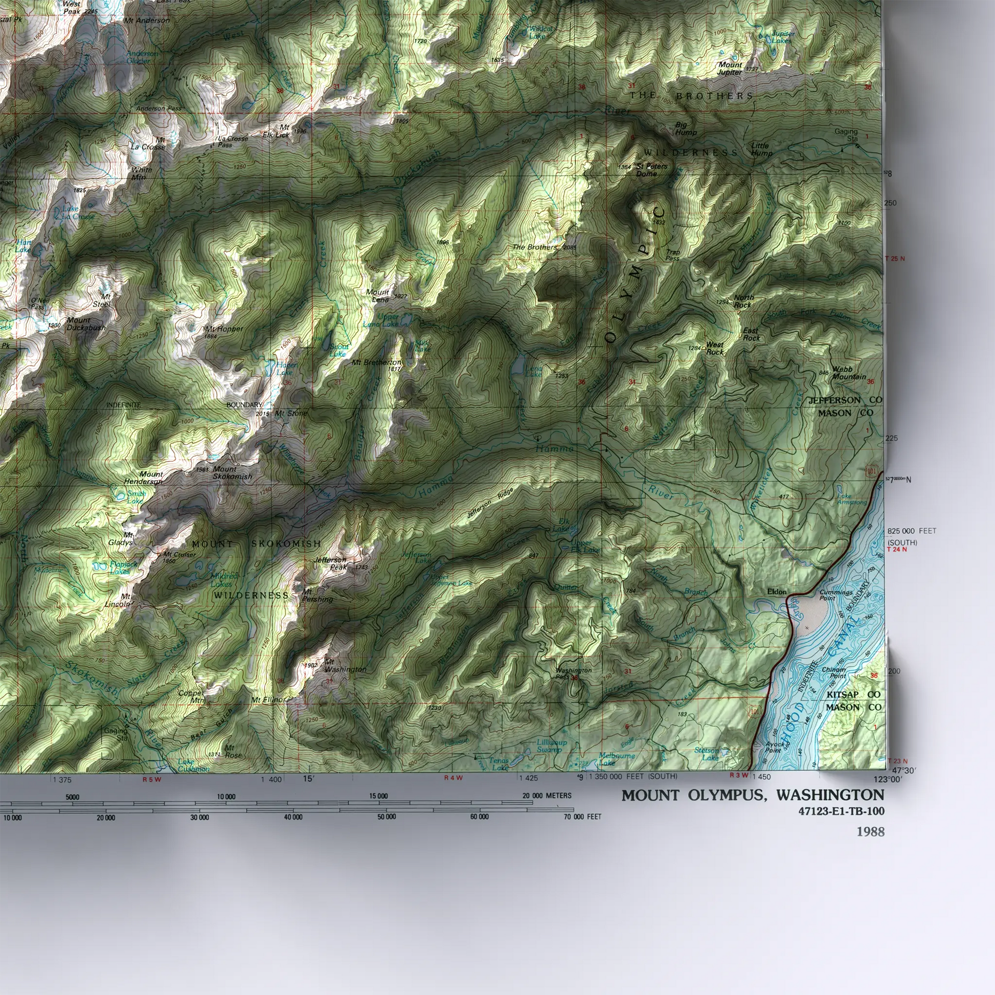 Mount Olympus, Washington - 1988-Historical Topographic-Wall Map-ModernCarto