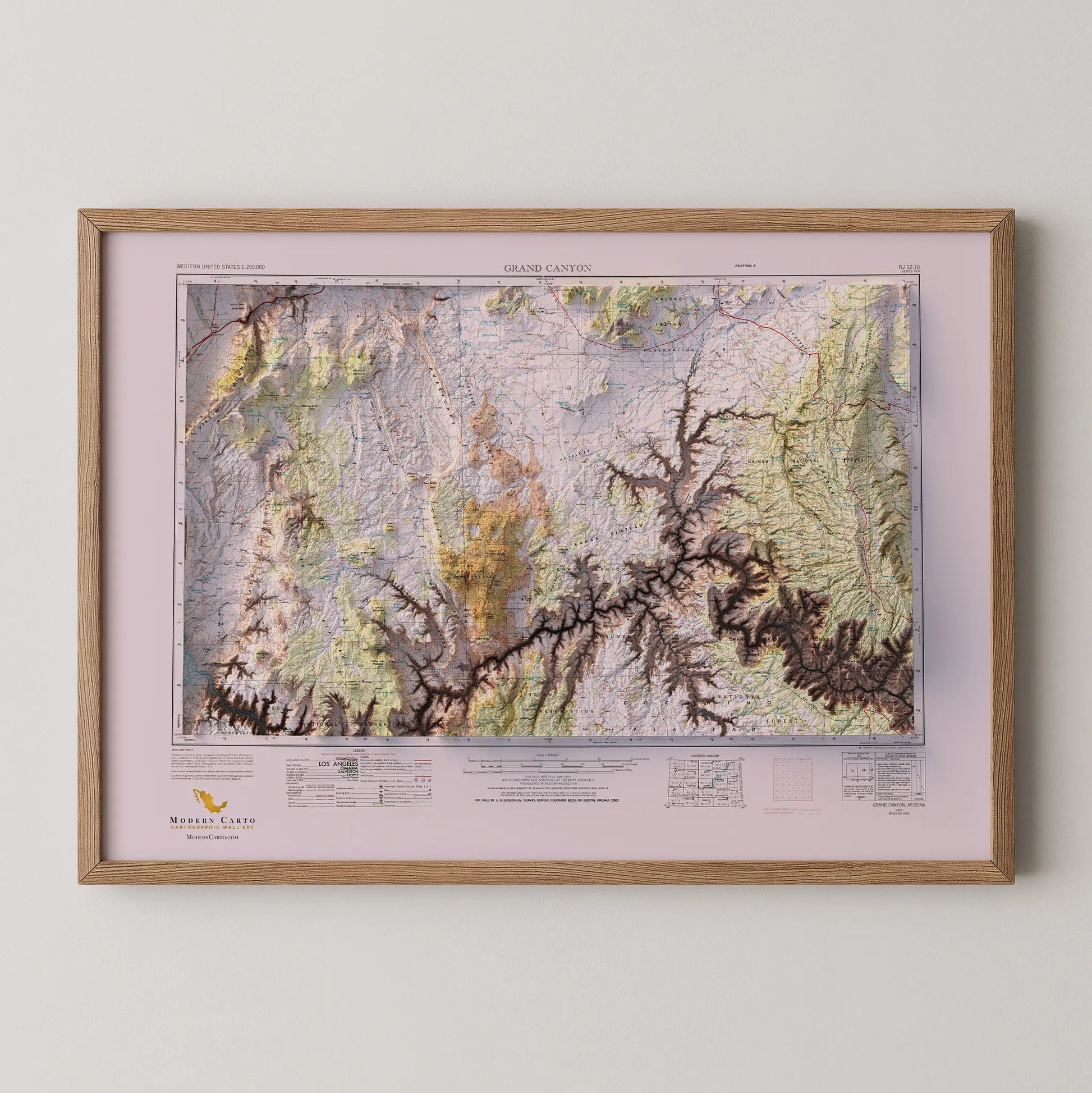 Grand Canyon, Arizona - 1953-Historical Topographic-Wall Map-ModernCarto