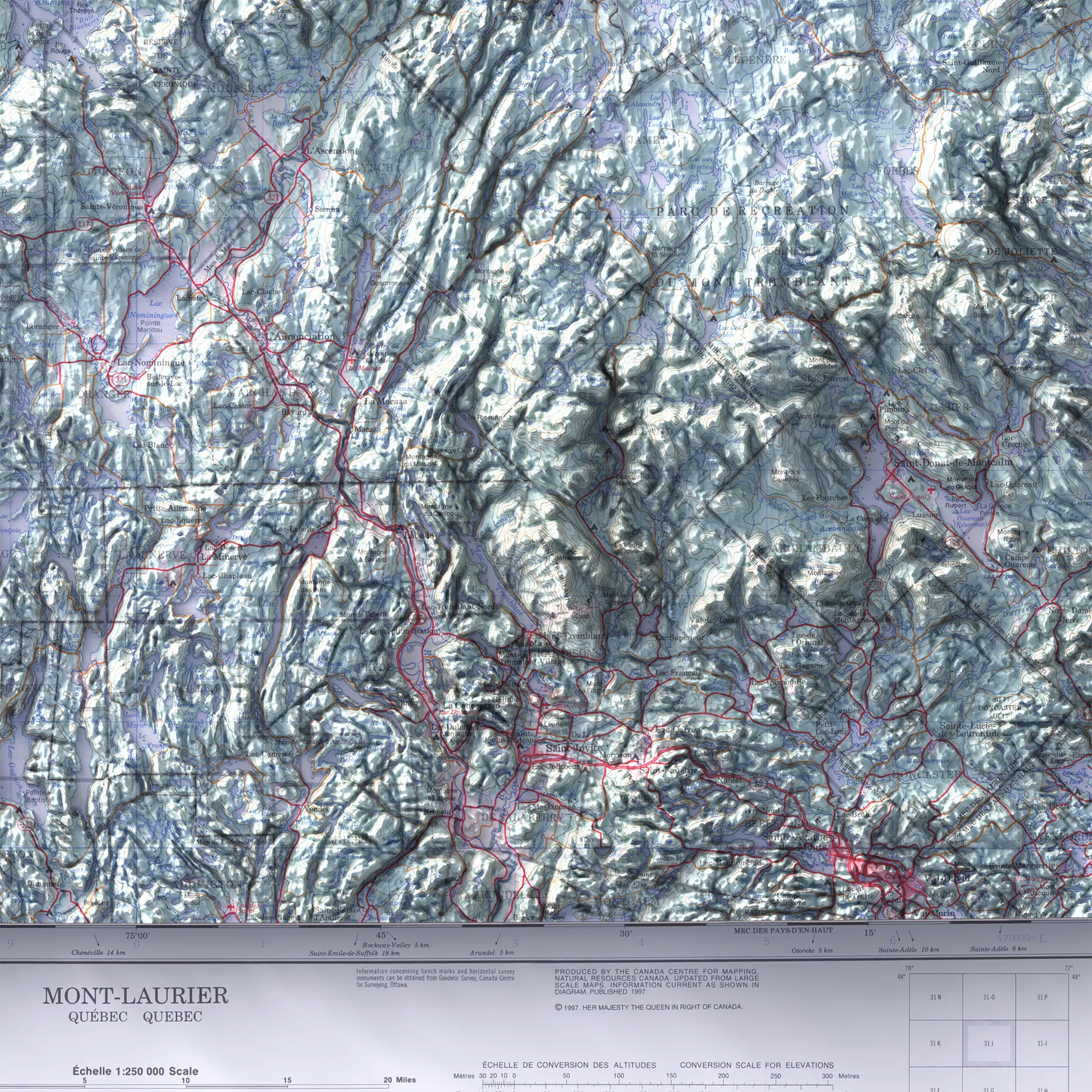 Mont-Laurier, Quebec - 1997-Historical Topographic-Wall Map-ModernCarto