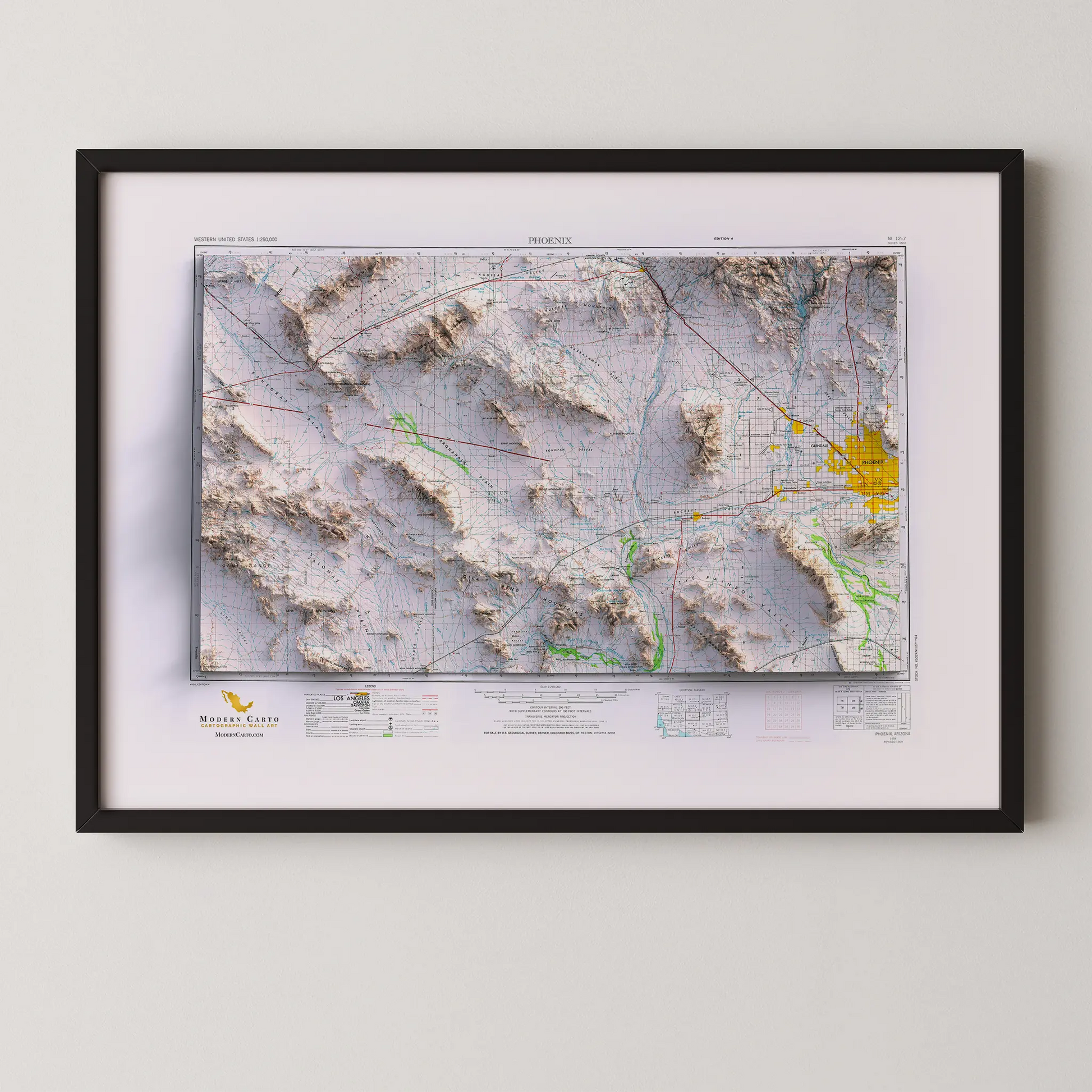 Phoenix, Arizona - 1954-Historical Topographic-Wall Map-ModernCarto