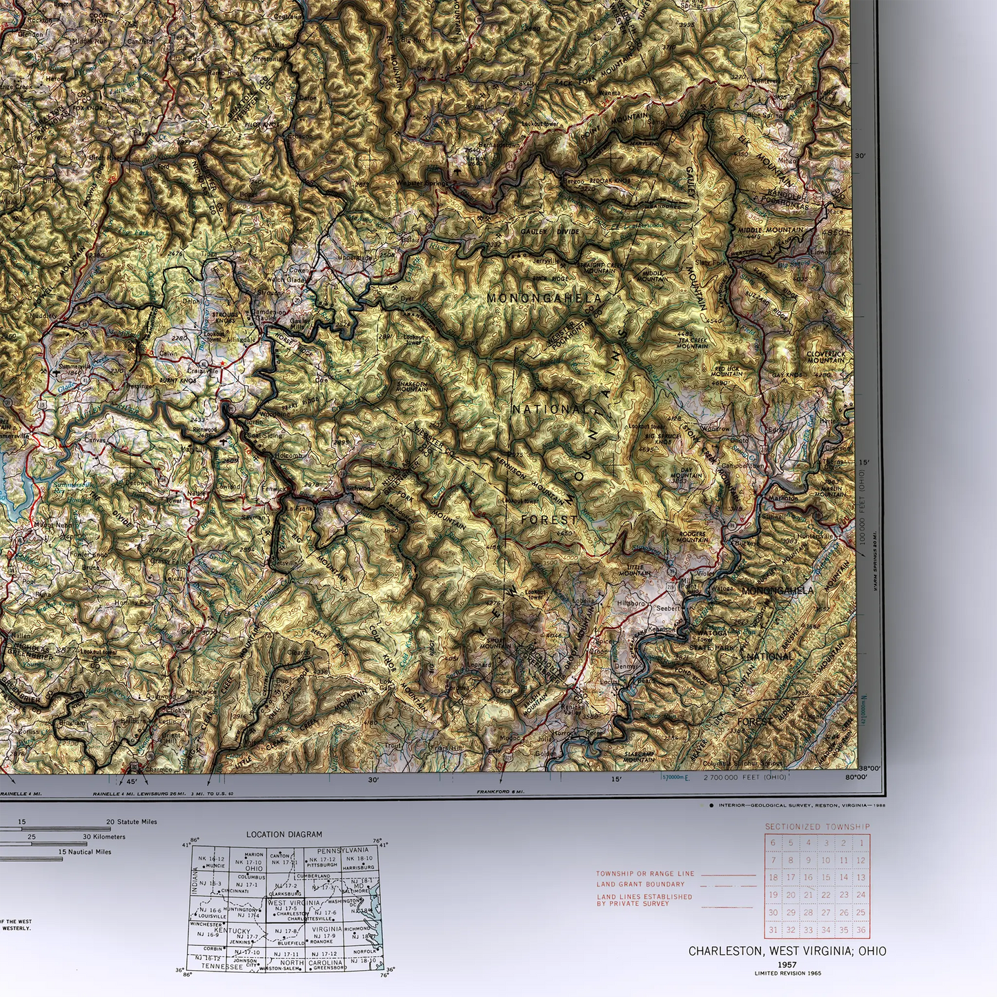 Charleston, West Virginia - 1957-Historical Topographic-Wall Map-ModernCarto