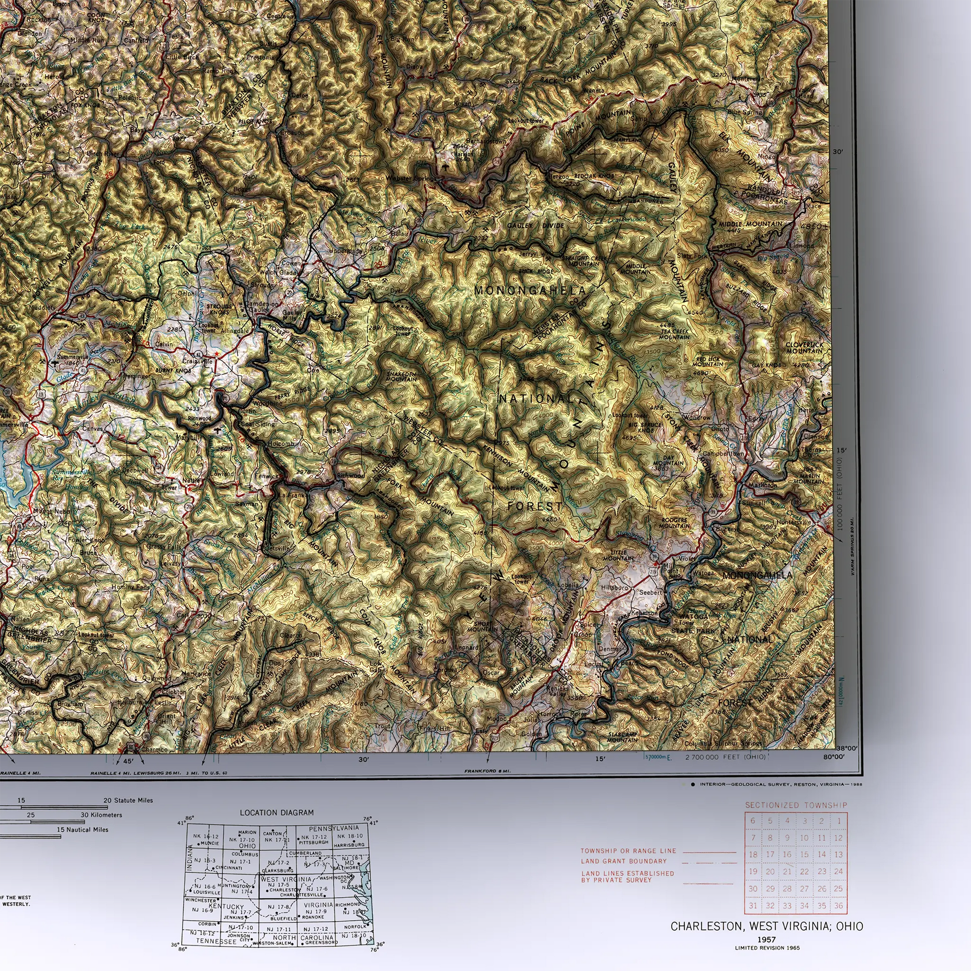 Charleston, West Virginia - 1957-Historical Topographic-Wall Map-ModernCarto