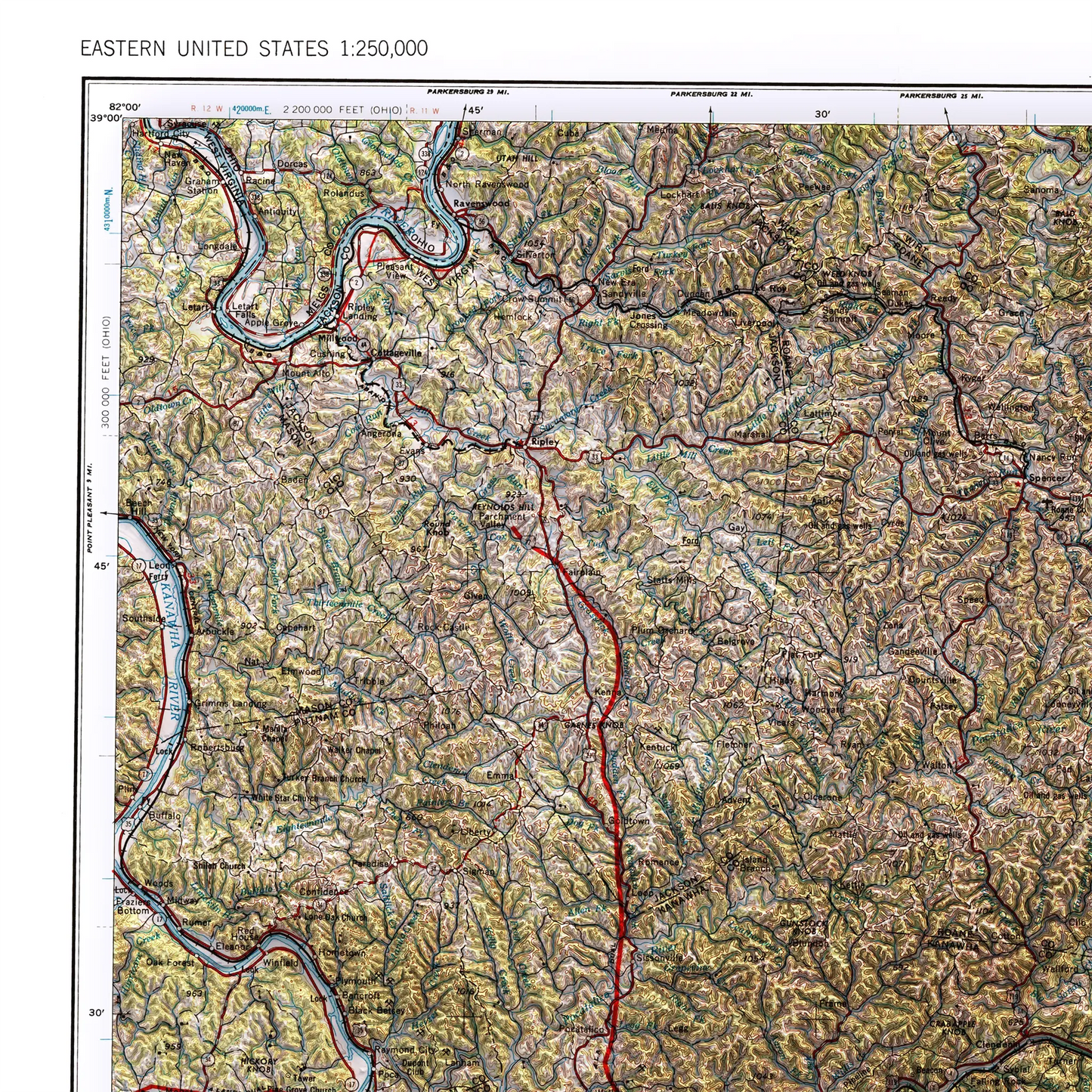 Charleston, West Virginia - 1957-Historical Topographic-Wall Map-ModernCarto