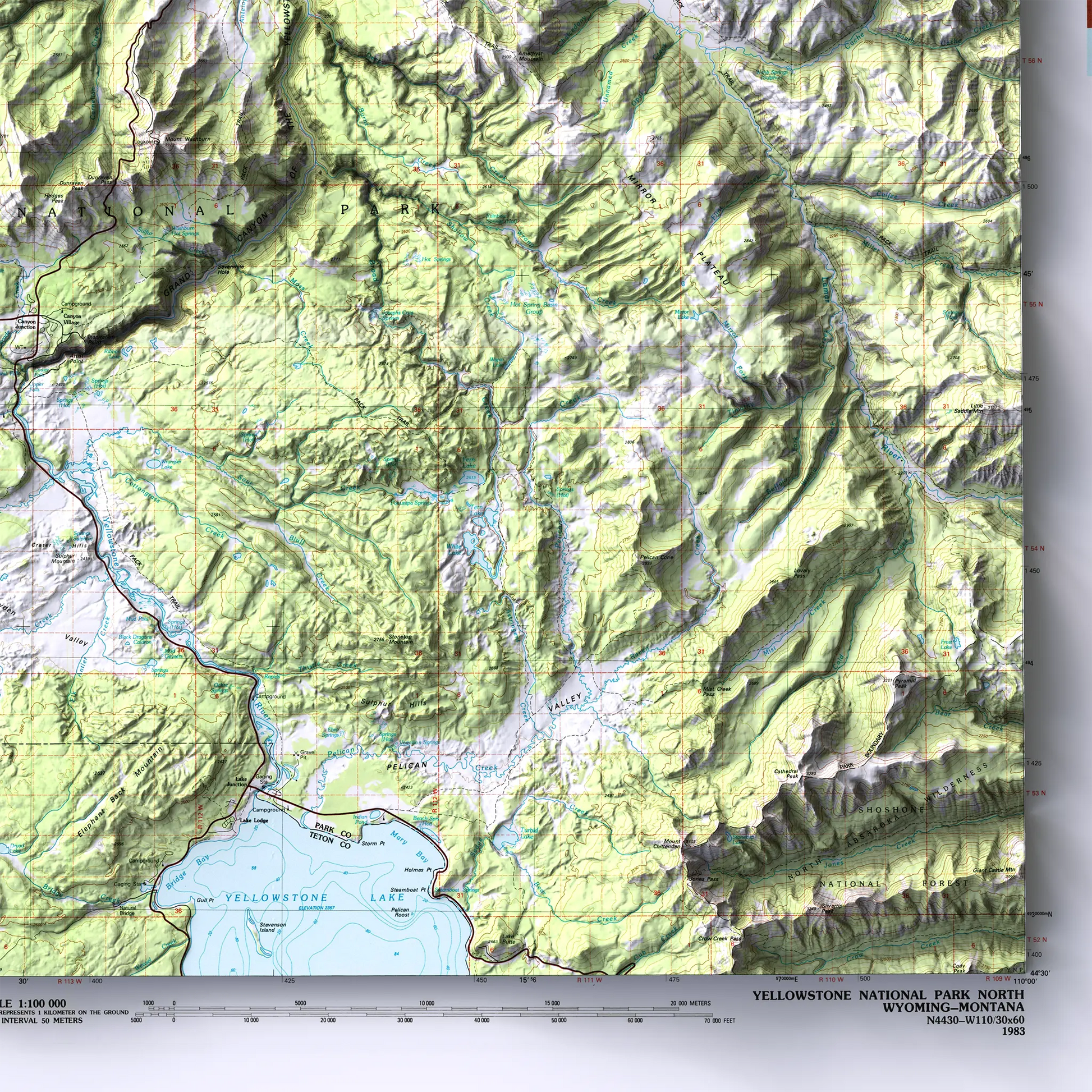 Yellowstone North, Wyoming / Montana - 1983-Historical Topographic-Wall Map-ModernCarto