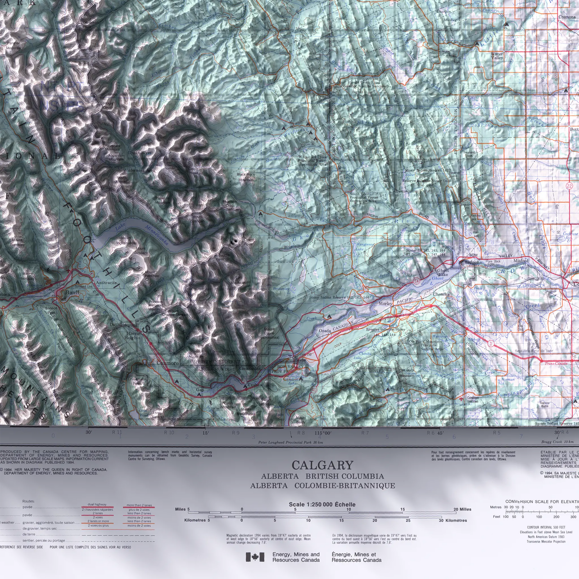 Calgary, Alberta - 1994-Historical Topographic-Wall Map-ModernCarto