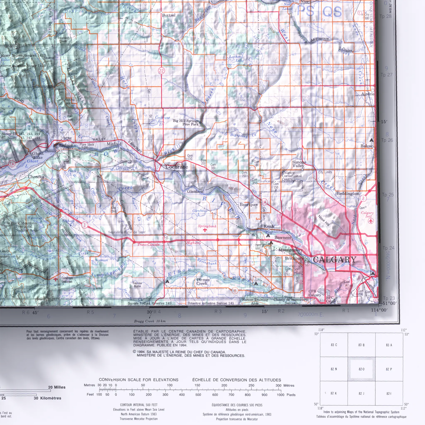 Calgary, Alberta - 1994-Historical Topographic-Wall Map-ModernCarto