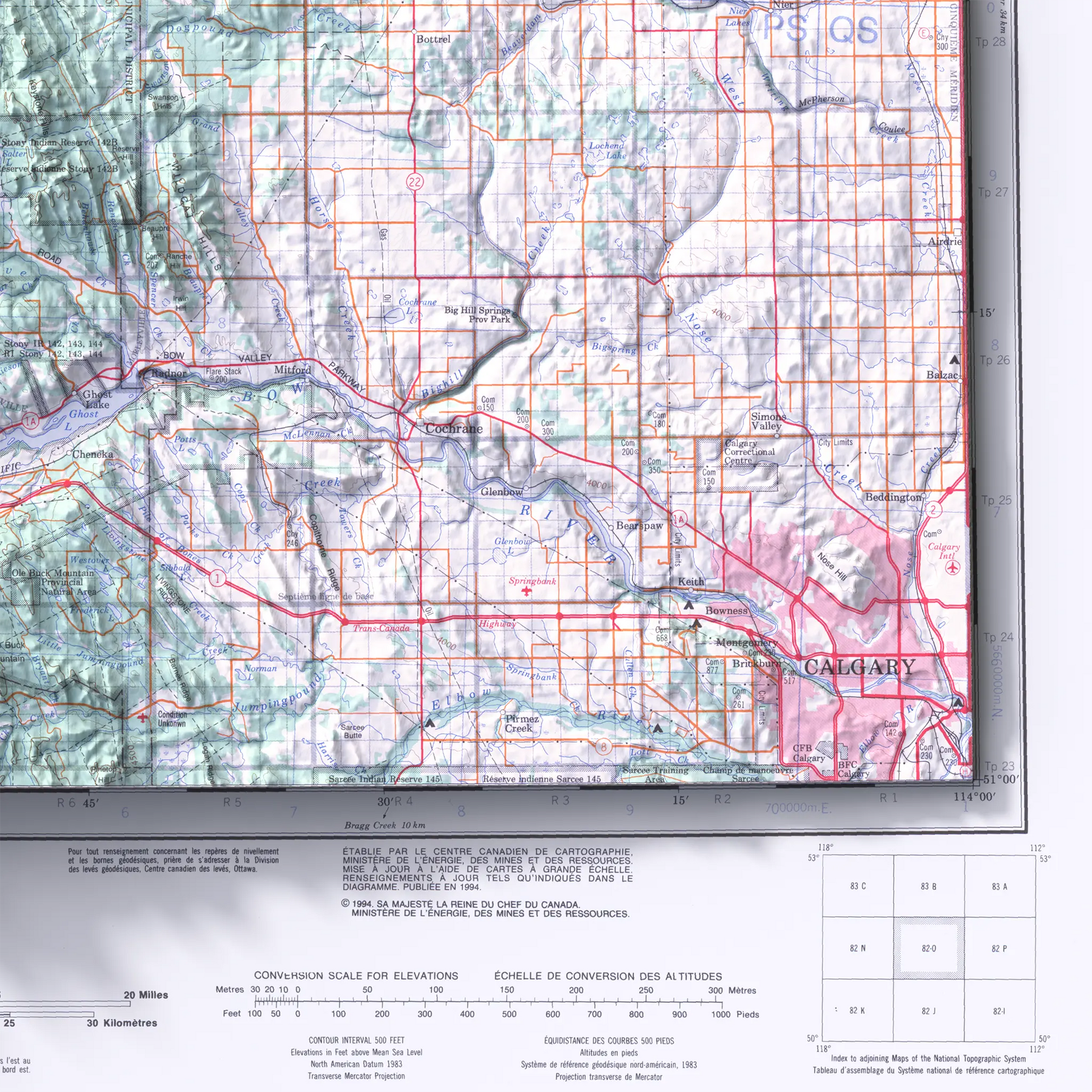 Calgary, Alberta - 1994-Historical Topographic-Wall Map-ModernCarto