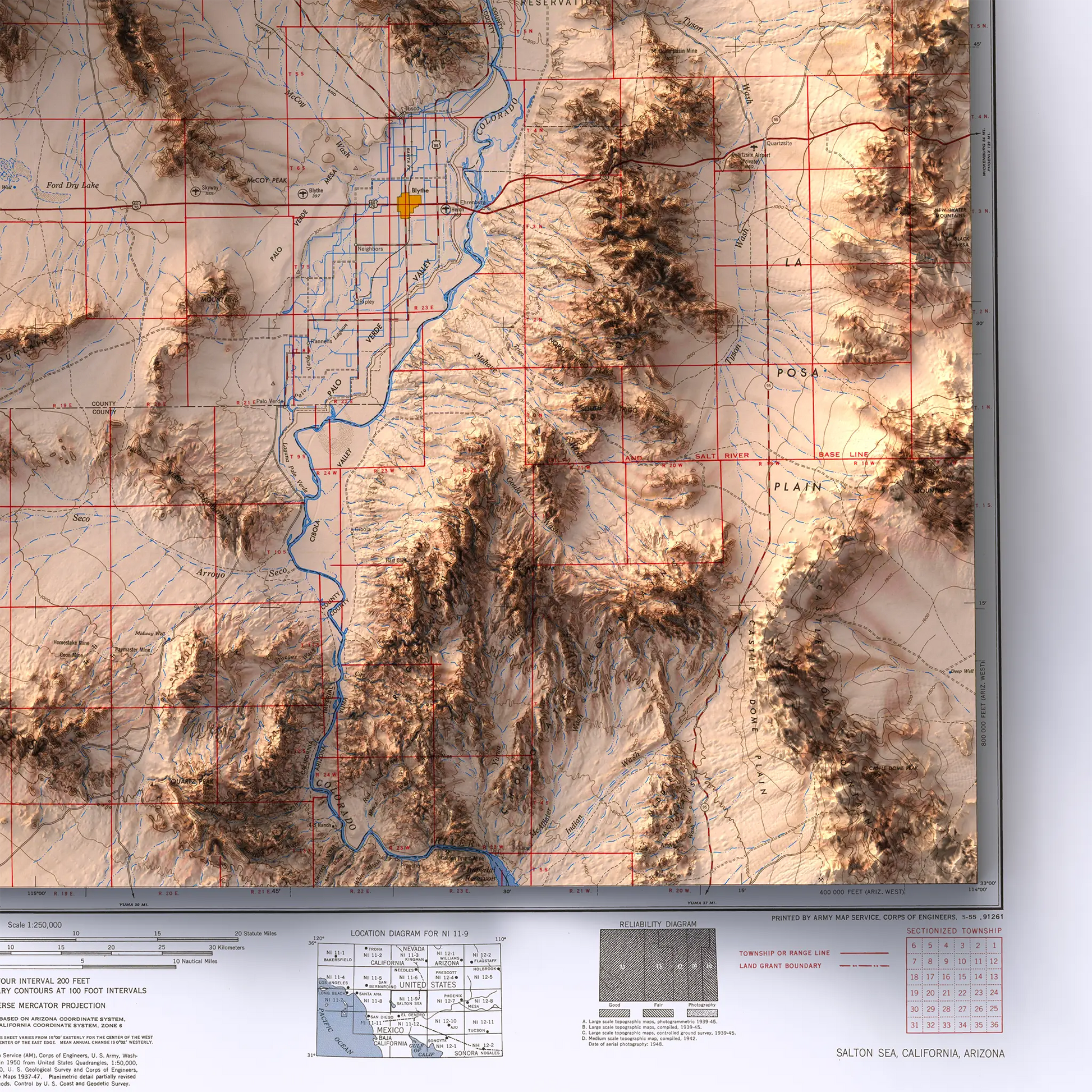 Salton Sea, California - 1955-Historical Topographic-Wall Map-ModernCarto