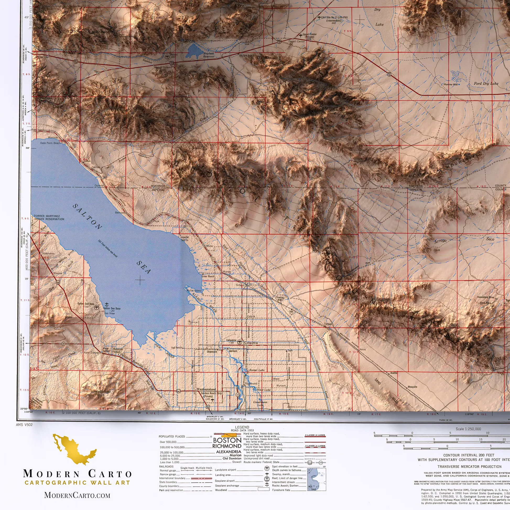 Salton Sea, California - 1955-Historical Topographic-Wall Map-ModernCarto