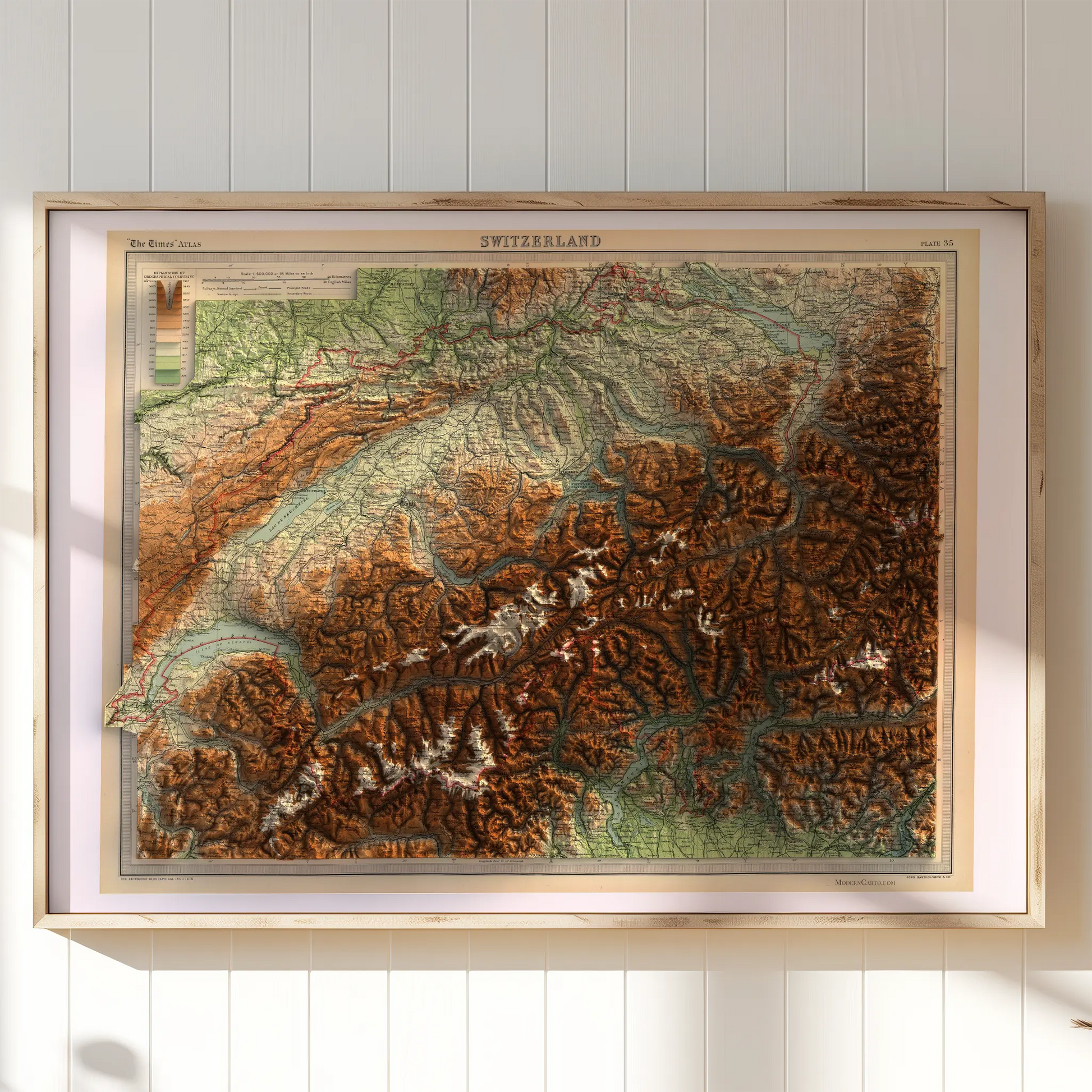 Switzerland - 1922-Historical Topographic-Wall Map-ModernCarto
