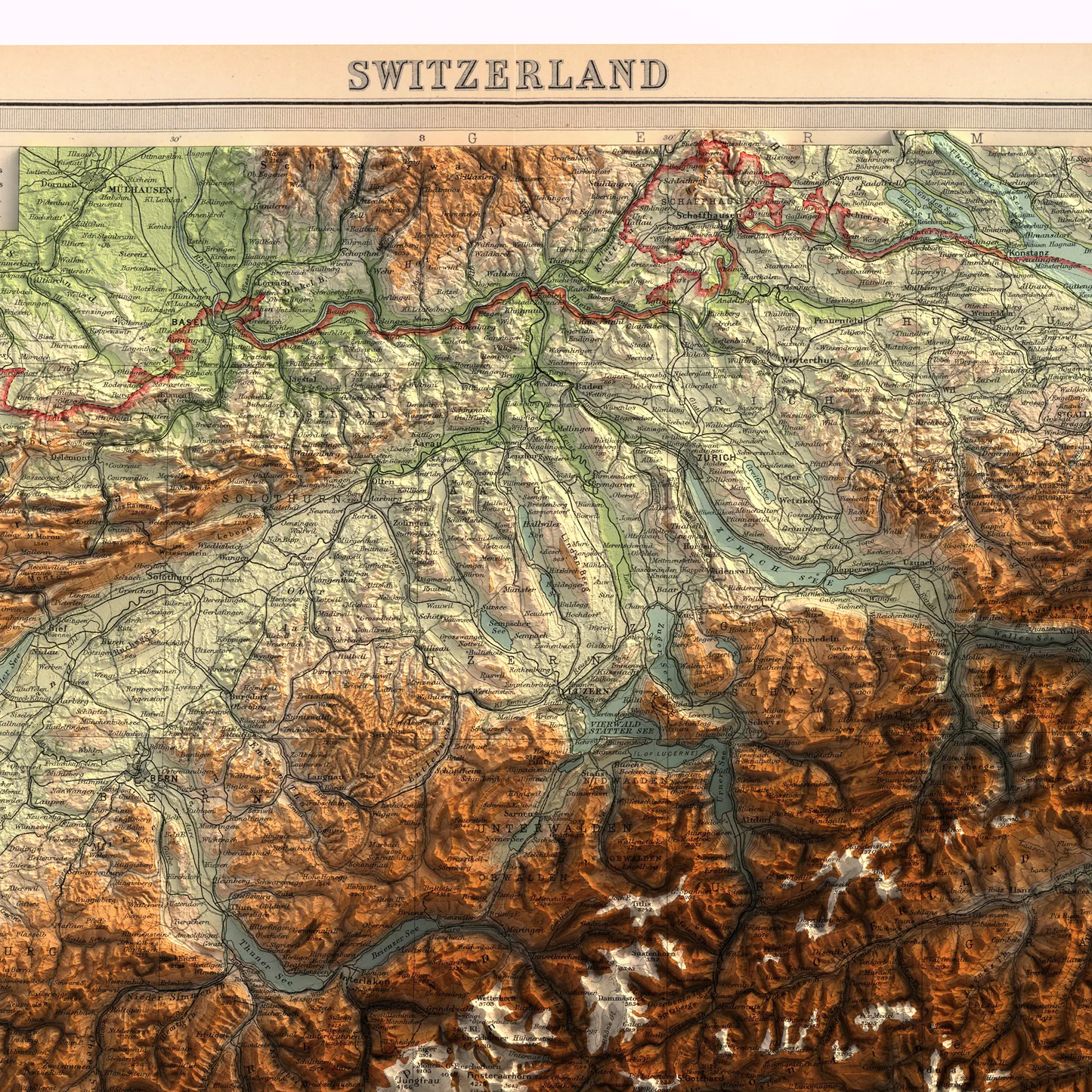 Switzerland - 1922-Historical Topographic-Wall Map-ModernCarto