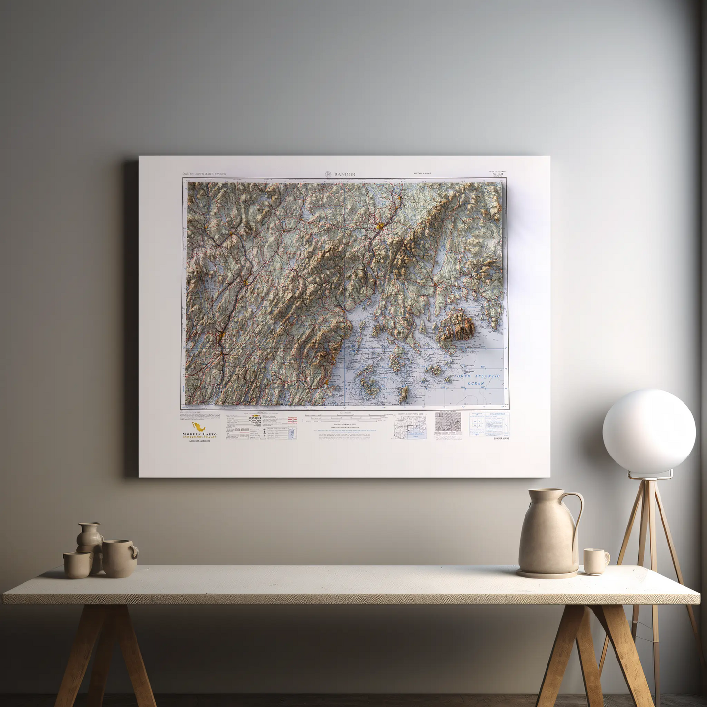 Bangor, Maine - 1960-Historical Topographic-Wall Map-ModernCarto