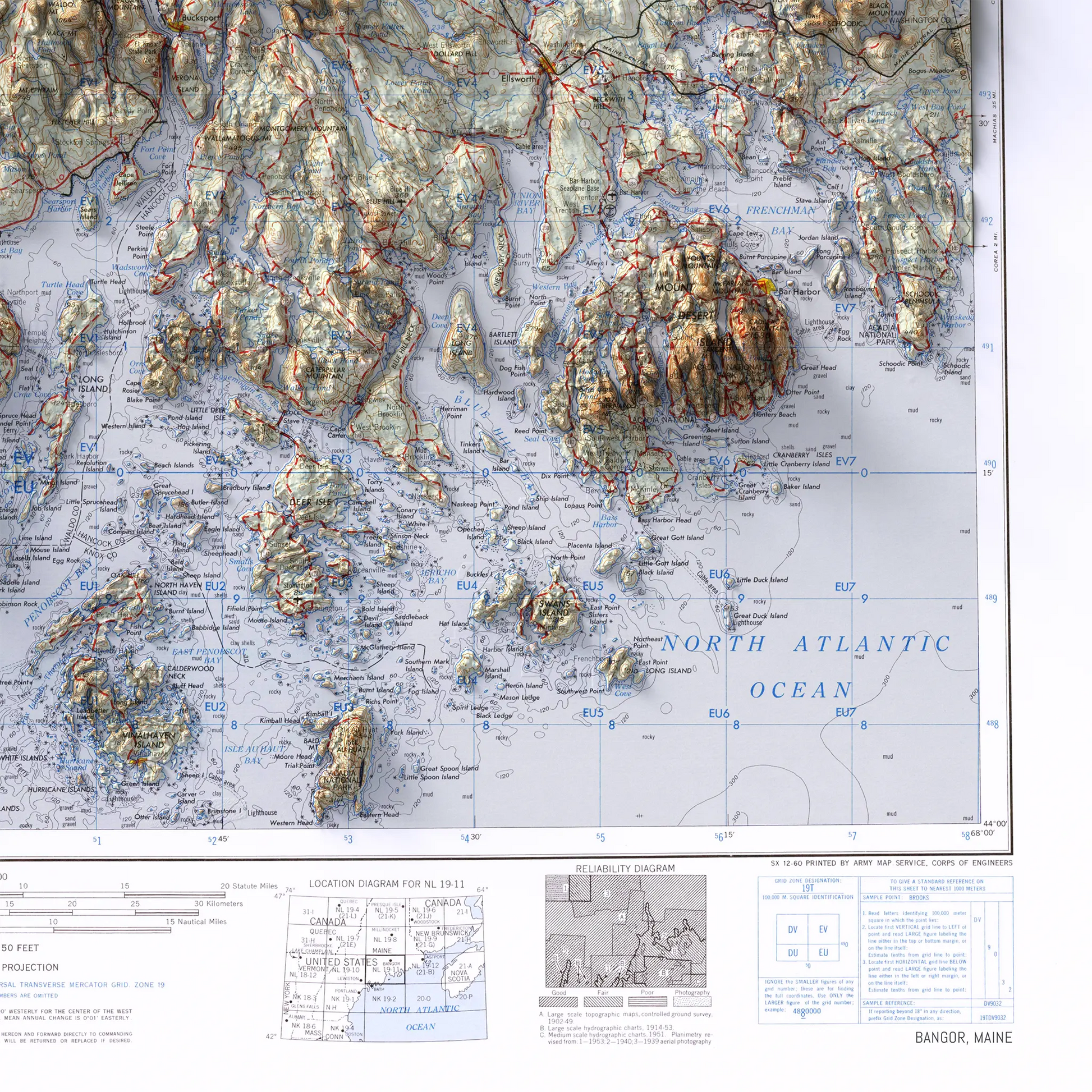 Bangor, Maine - 1960-Historical Topographic-Wall Map-ModernCarto