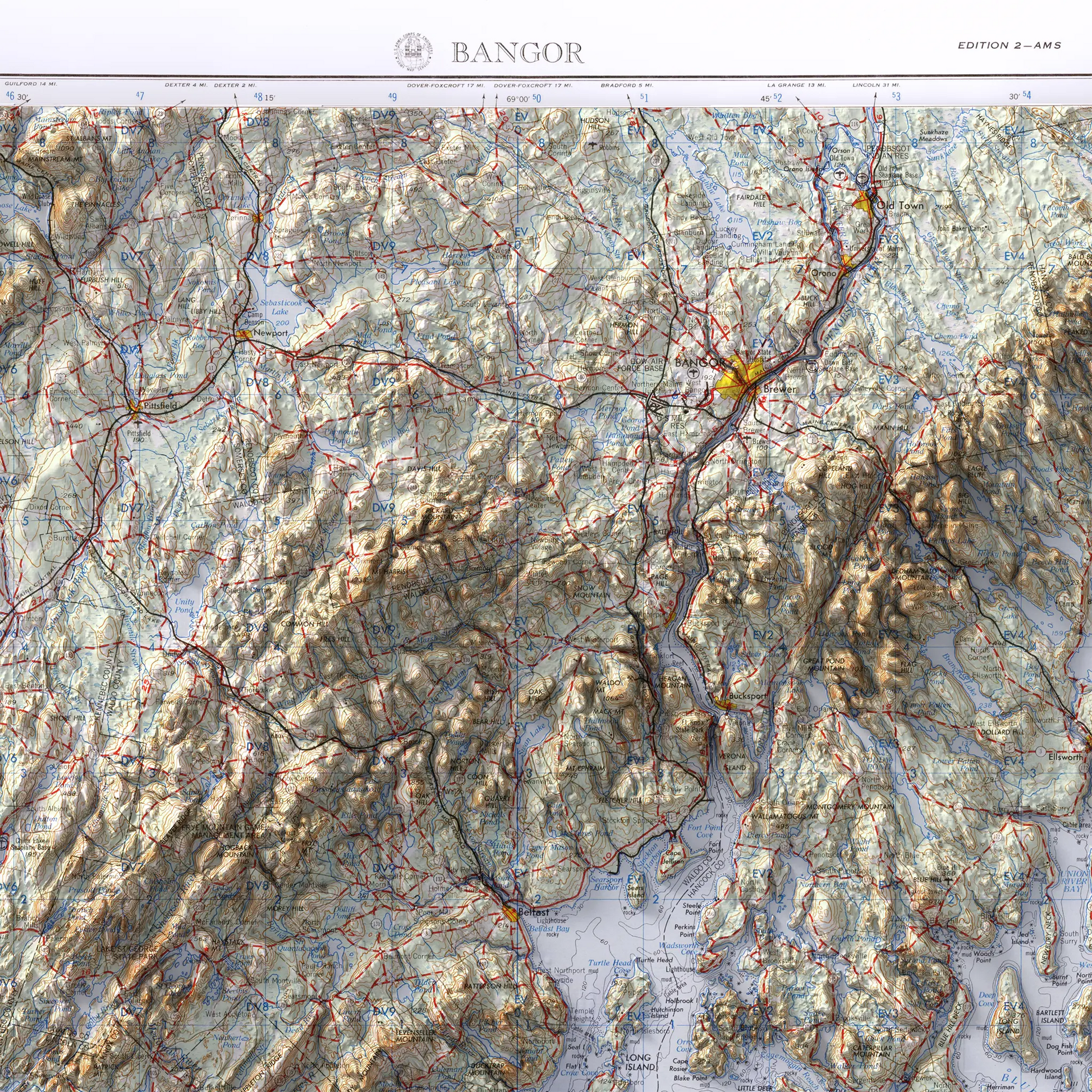 Bangor, Maine - 1960-Historical Topographic-Wall Map-ModernCarto
