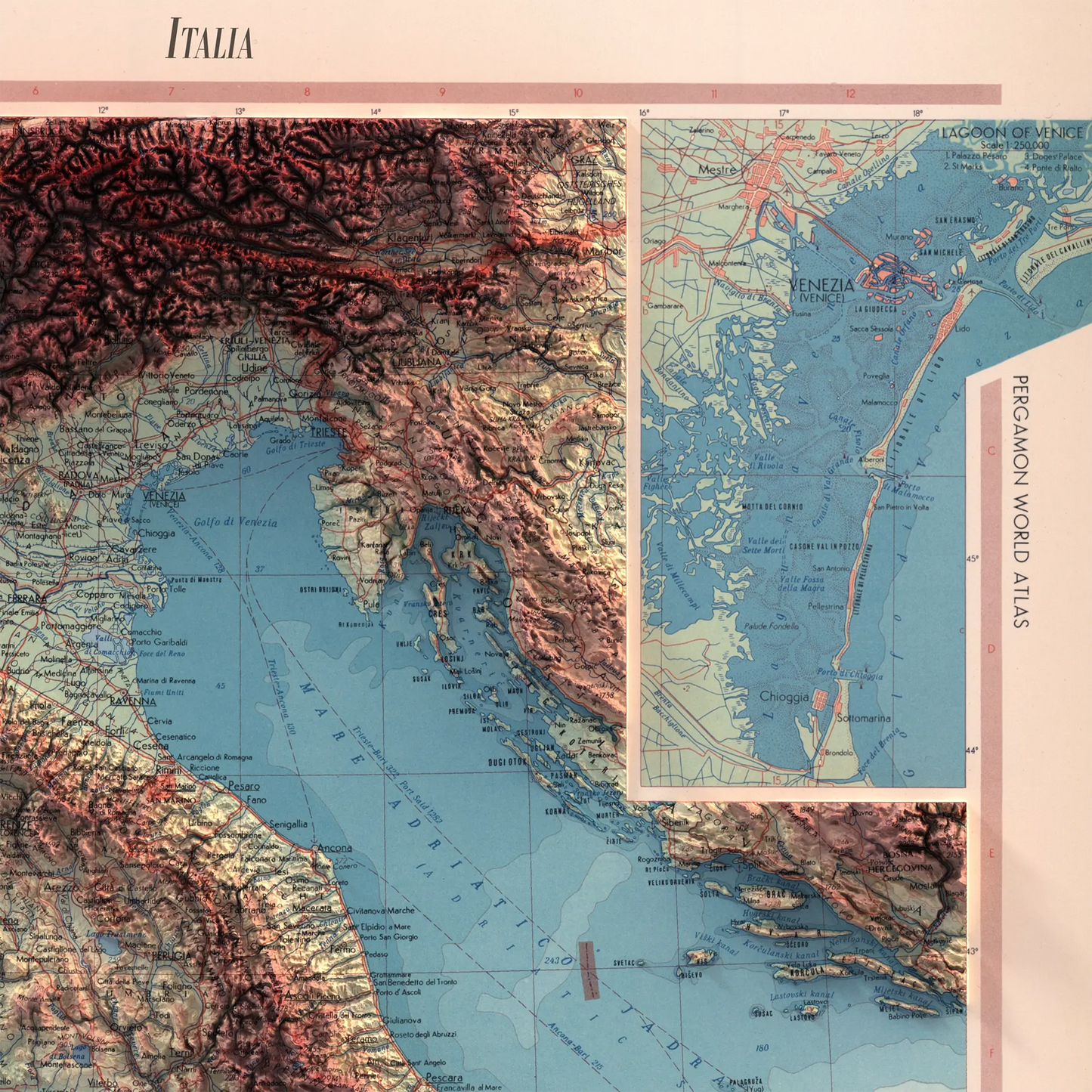Italy - 1967-Historical Topographic-Wall Map-ModernCarto
