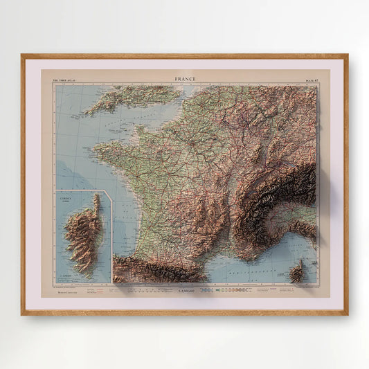 France - 1955-Historical Topographic-Wall Map-ModernCarto