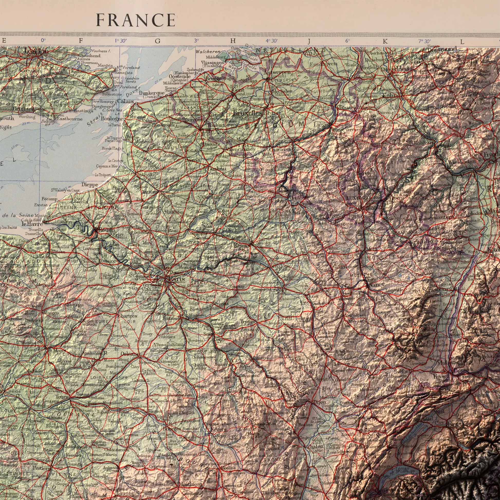 France - 1955-Historical Topographic-Wall Map-ModernCarto