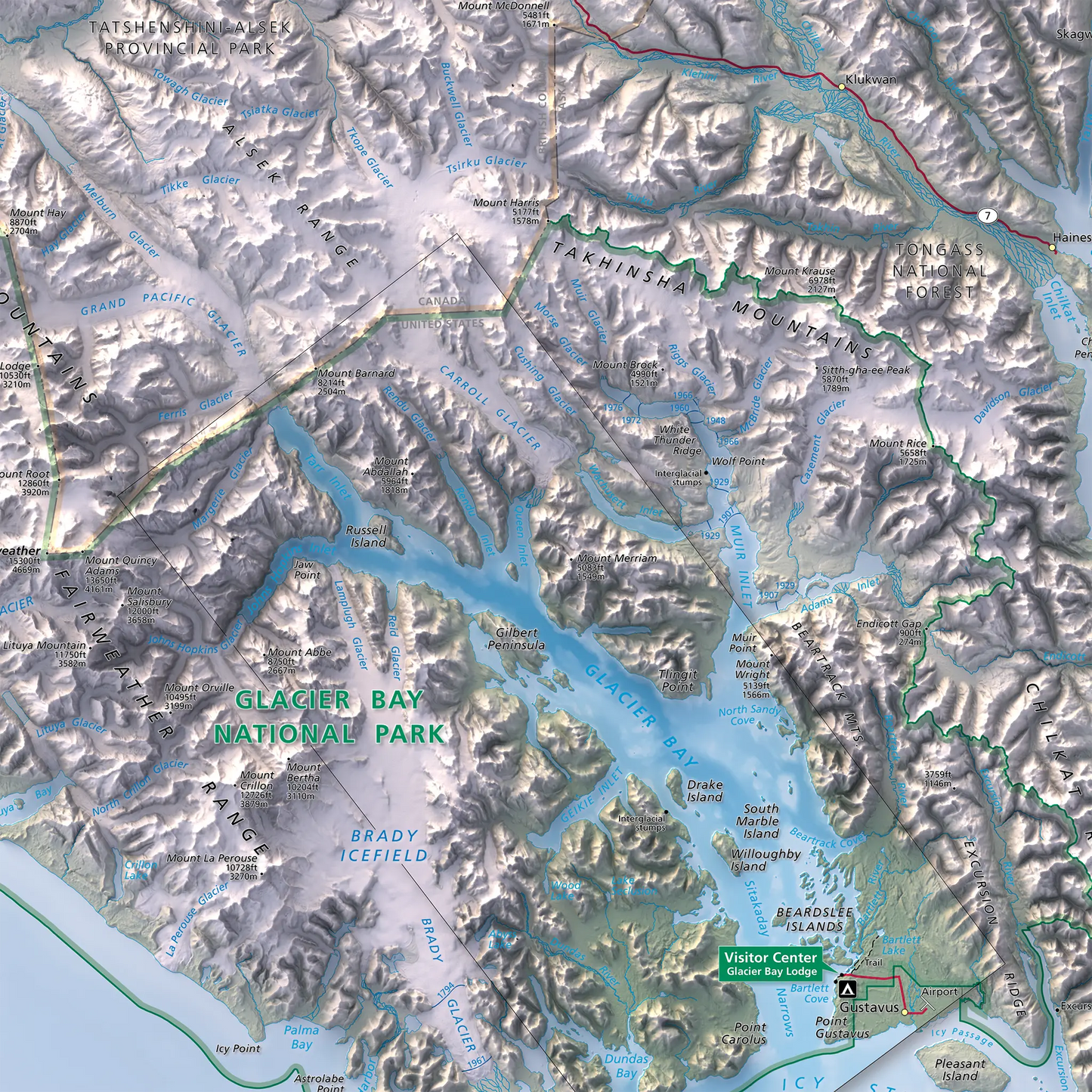 Glacier Bay National Park-Modern Topographic-Wall Map-ModernCarto