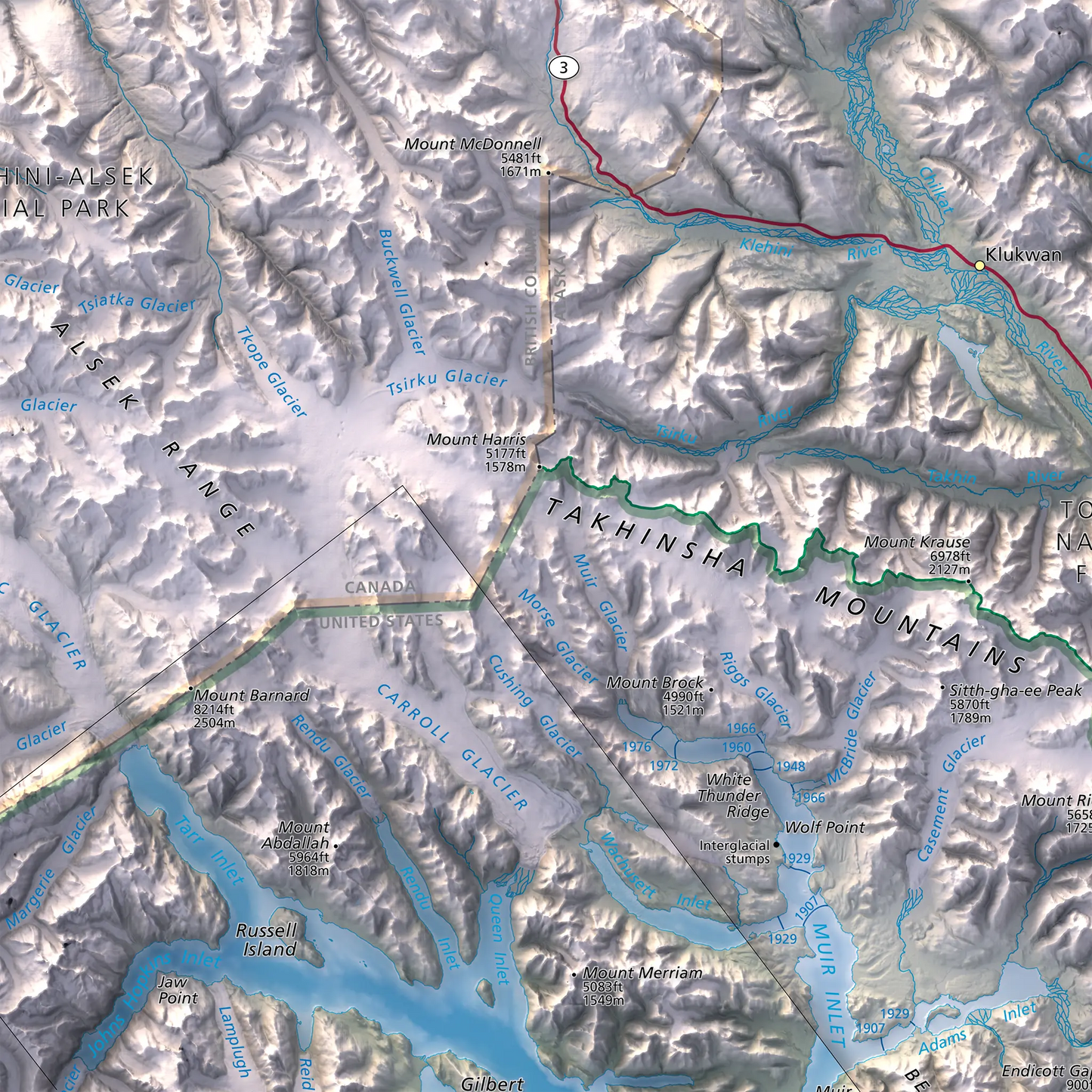 Glacier Bay National Park-Modern Topographic-Wall Map-ModernCarto