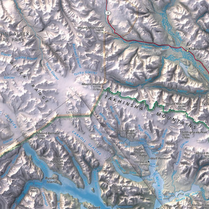 Glacier Bay National Park-Modern Topographic-Wall Map-ModernCarto